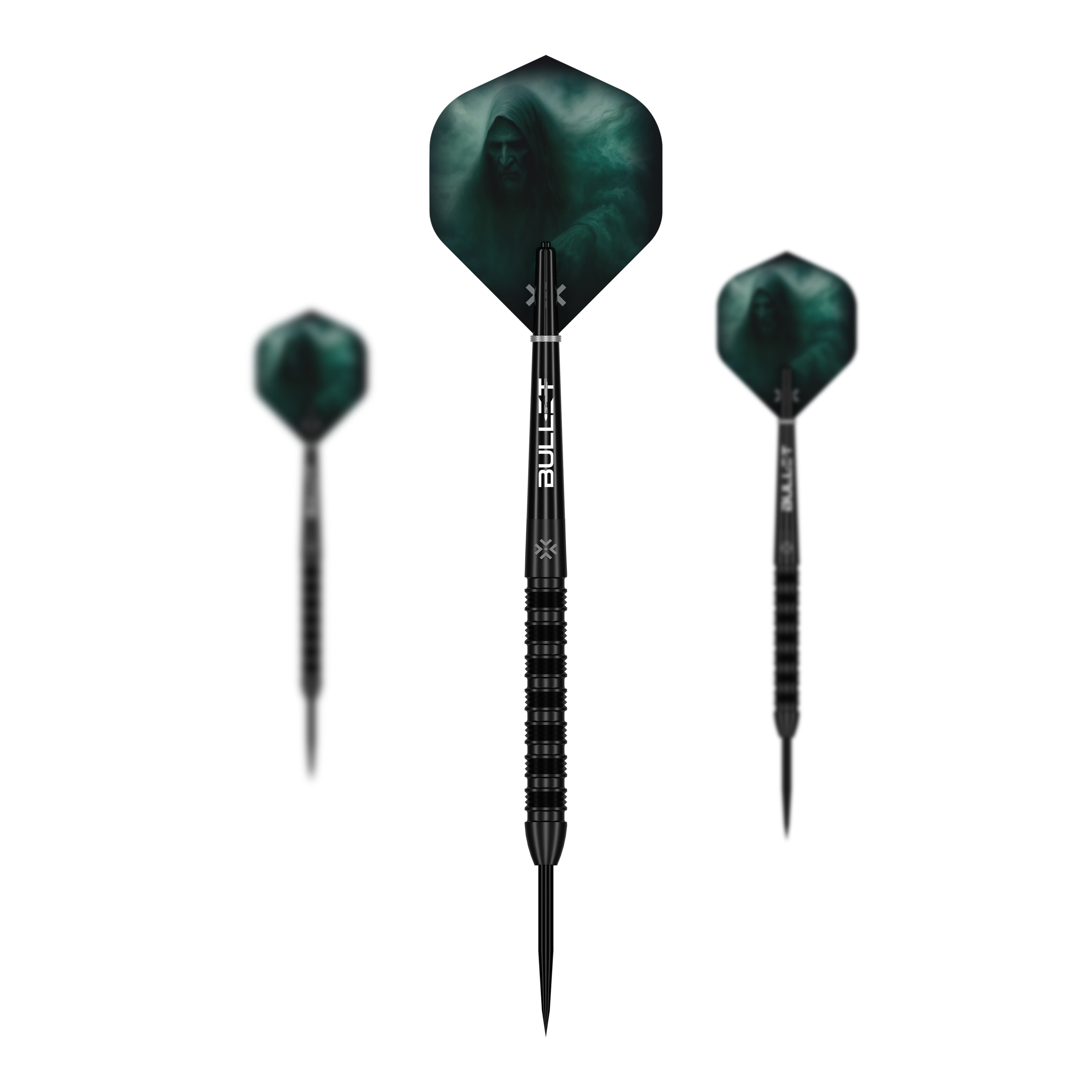 Abgebildet ist das Set Bullet Shadow Steeldarts. Das Set besteht aus mehreren Steeldarts mit elegantem Aussehen.