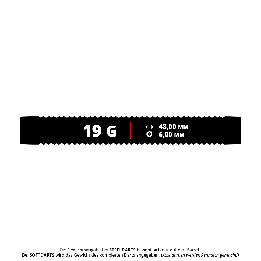 Das Bild zeigt die Mission Kaleidos Softdarts mit 19 Gramm Gewicht. Die Softdarts werden aus einer nahen Perspektive präsentiert.