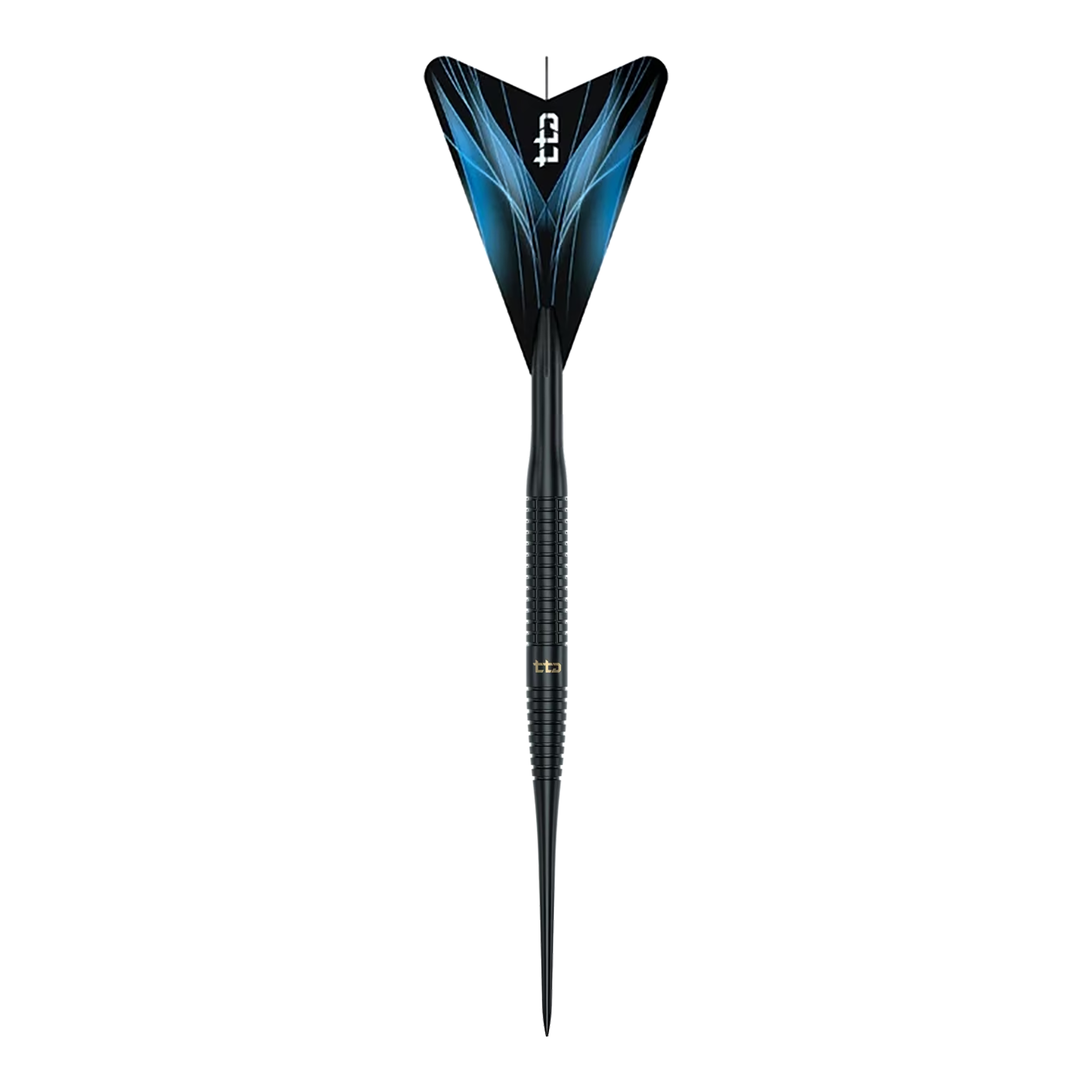 Die Abbildung präsentiert die Caliburn TTD Complete Titanium T3 Black Steeldarts mit einem Gewicht von 7g. Sie sind hochwertig verarbeitet und ideal für Präzisionswürfe.