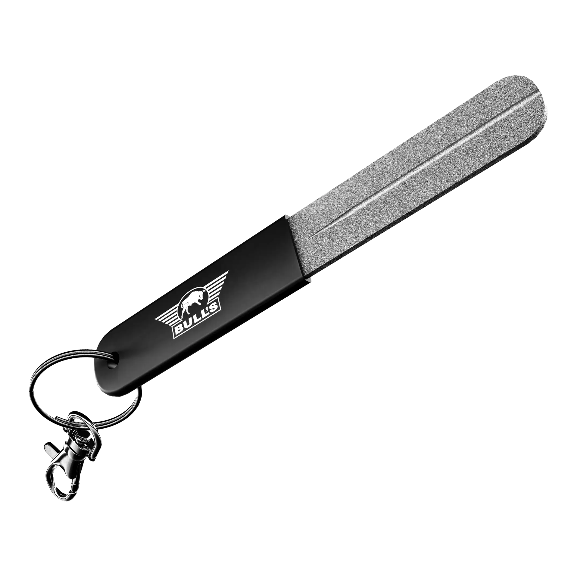 Bulls NL Hand Sharpener Sharpening Stone Abgebildet ist der Bulls NL Hand Sharpener Schleifstein, ein Werkzeug zum Schärfen von Dartspitzen. Man sieht den Schleifstein aus einer anderen Perspektive.
