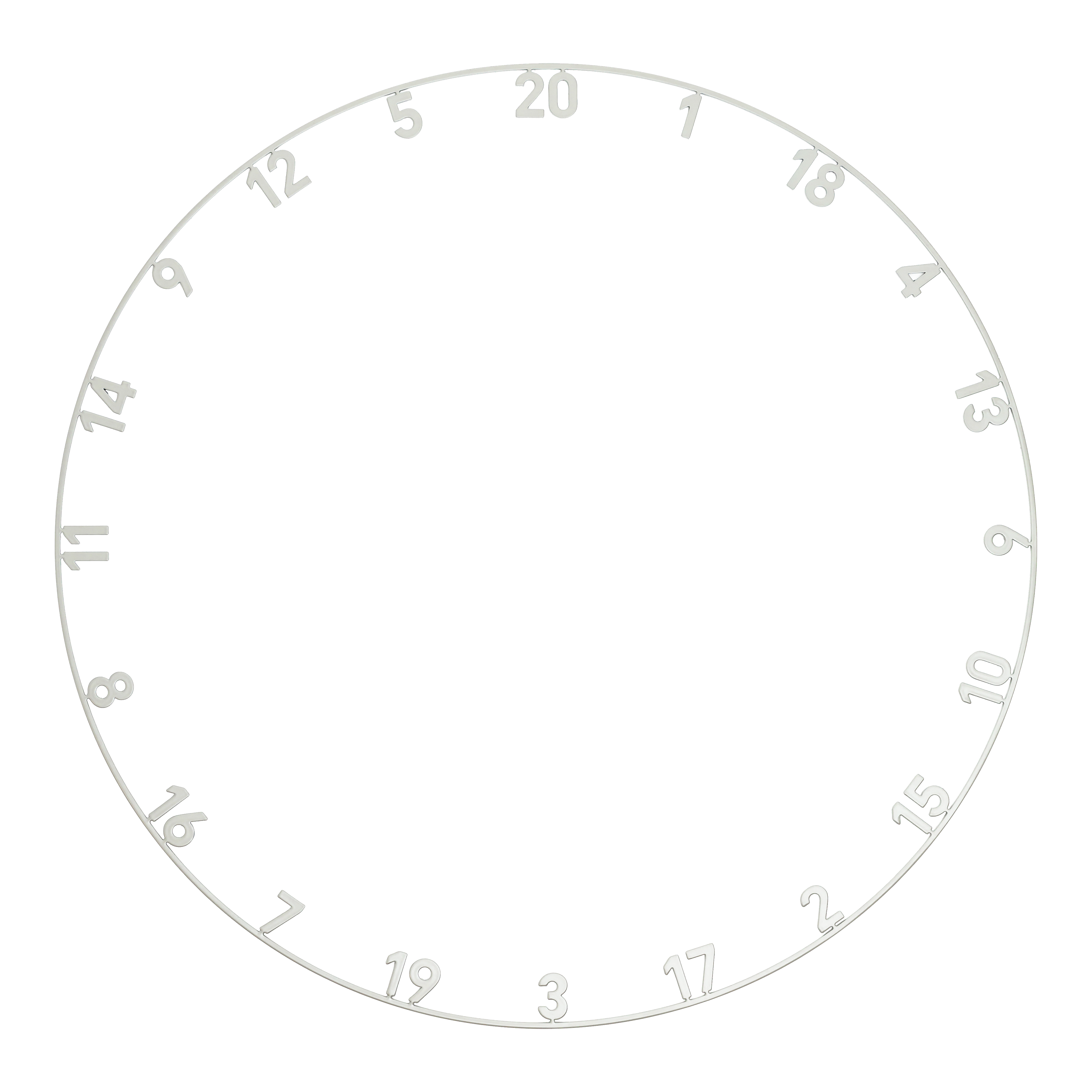 Das Bild zeigt eine OnePiece Dartboard Zahlenring in Gunmetal Optik mit Lasercut. Der Zahlenring gehört zur Precise180 Serie.