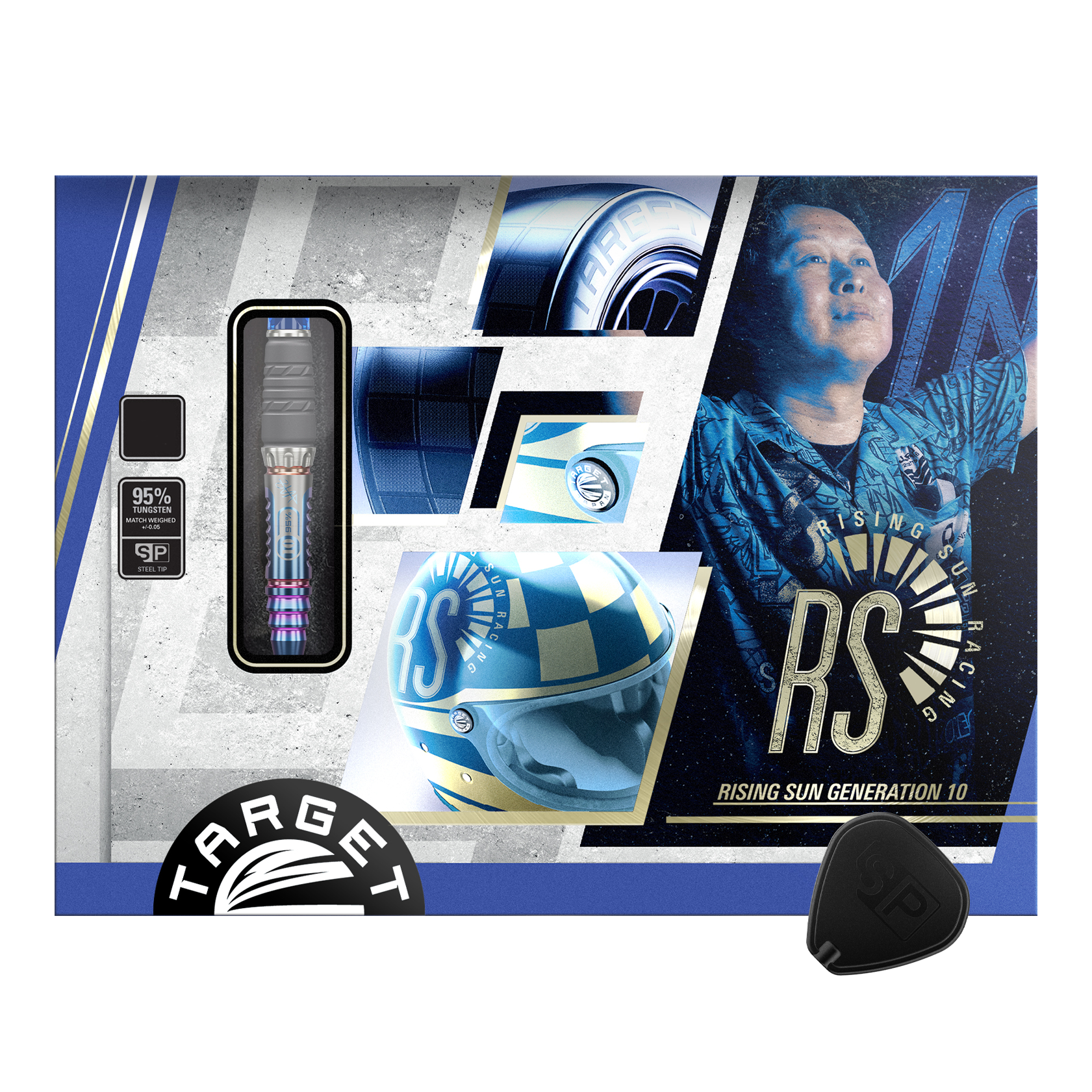 Target Japan Rising Sun GEN10 Swiss Point Steeldarts Auf dem Bild sind die Target Japan Rising Sun GEN10 Swiss Point Steeldarts abgebildet. Die Darts liegen nebeneinander auf einer dunklen Oberfläche.
