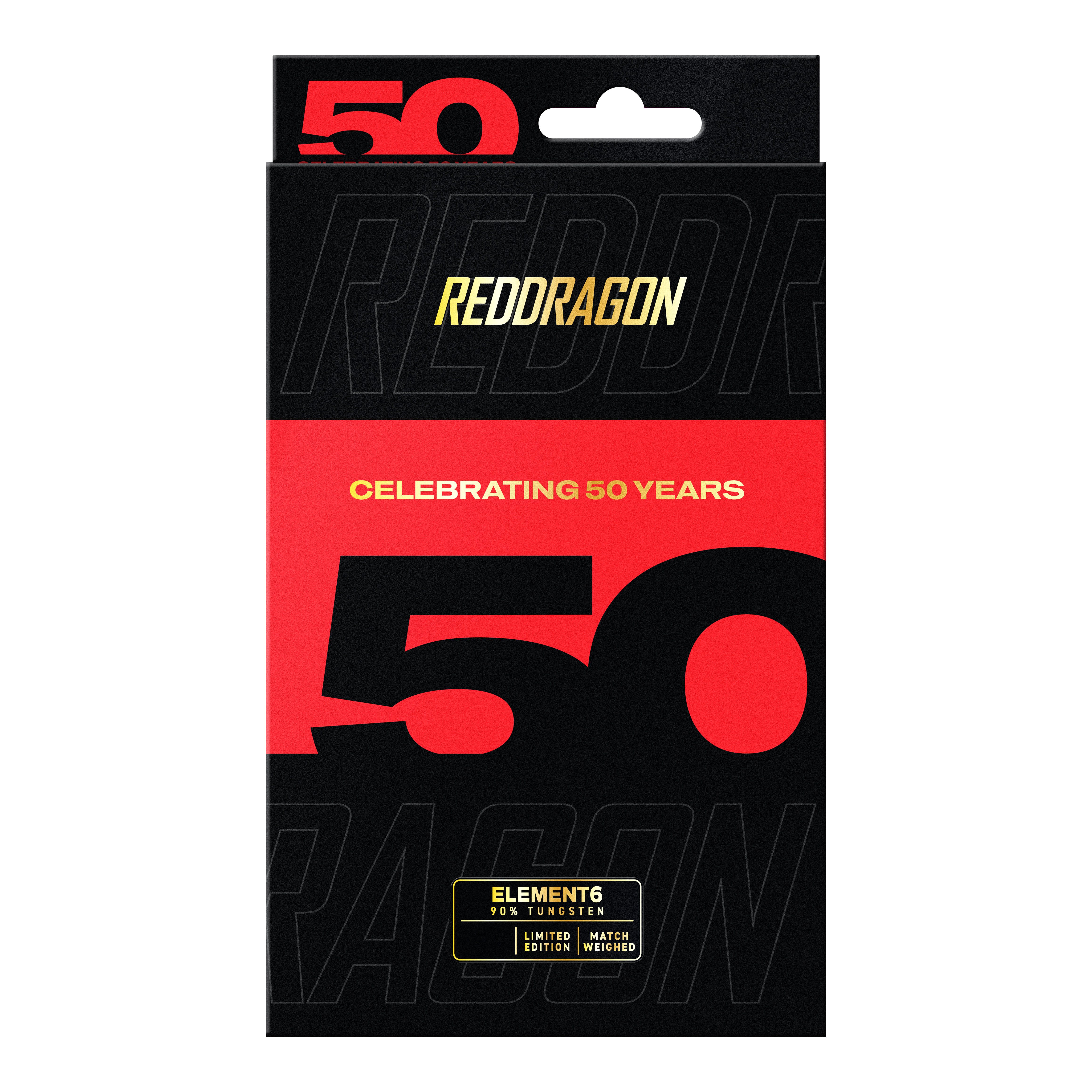 Red Dragon 50 Year Collection Element 6 C Steel Darts - 25g Red Dragon 50 Year Collection Element 6 C Steeldarts mit 25g Gewicht. Das Bild zeigt die Darts aus der limitierten 50 Jahre Kollektion.
