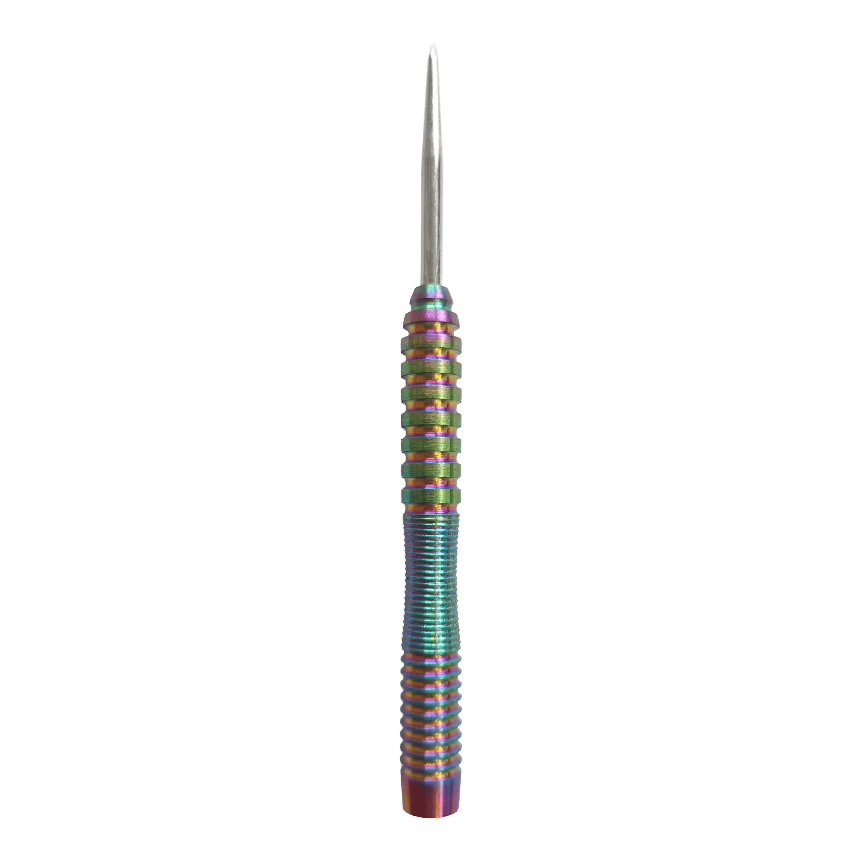 Das Bild zeigt die McDart Rainbow 3 Steeldart-Barrels - 22g. Es handelt sich um Dart-Barrels mit auffälligem Regenbogen-Design.