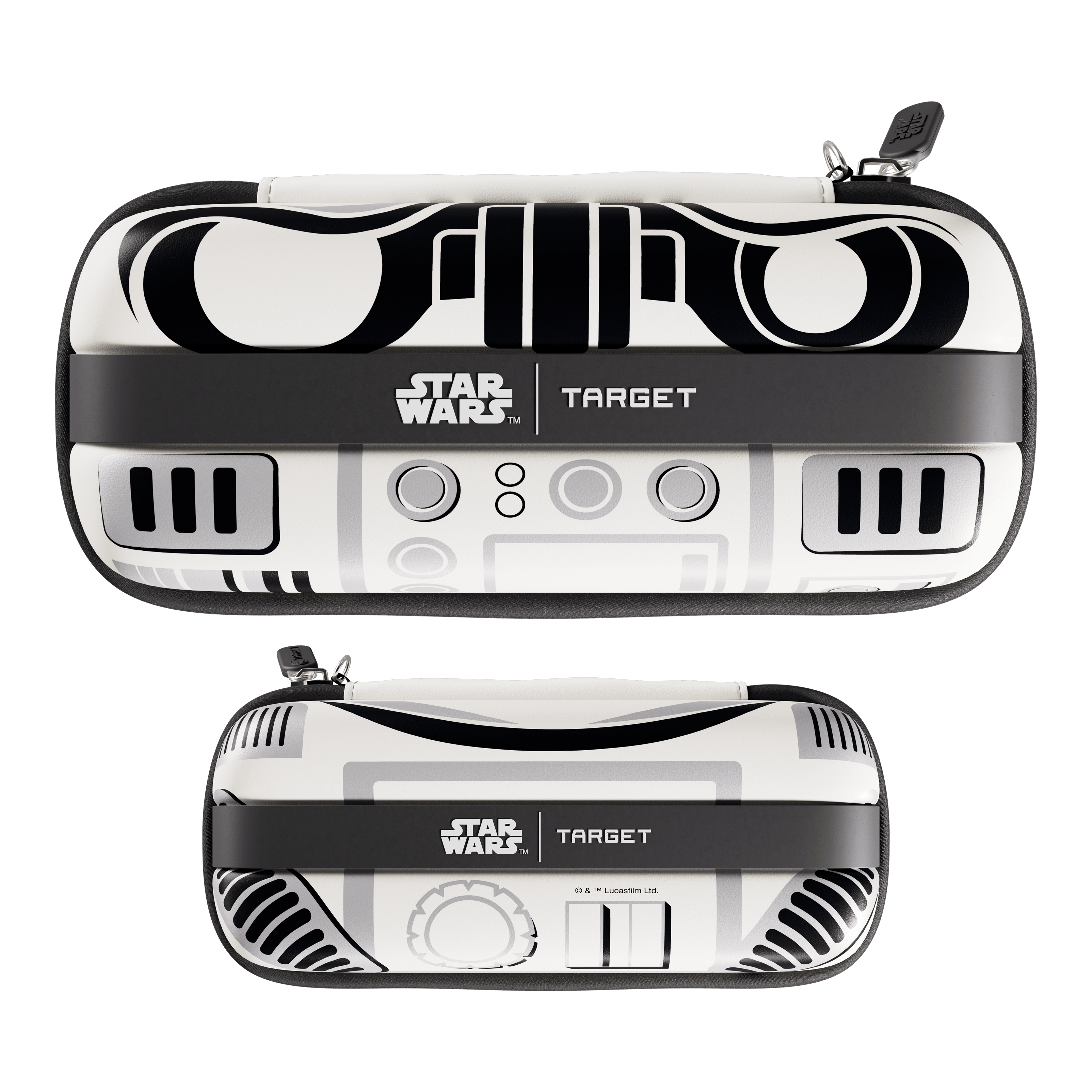 Hier ist das Target Star Wars Boa Dartcase mit Stormtrooper Design zu sehen. Die Darttasche eignet sich ideal für den Transport von Darts und Zubehör.