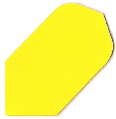 pr10 Das Bild zeigt das Produkt „Poly-Plain Flights PR10“. Es handelt sich um ein einfaches, einfarbig gelbes Dartflight.