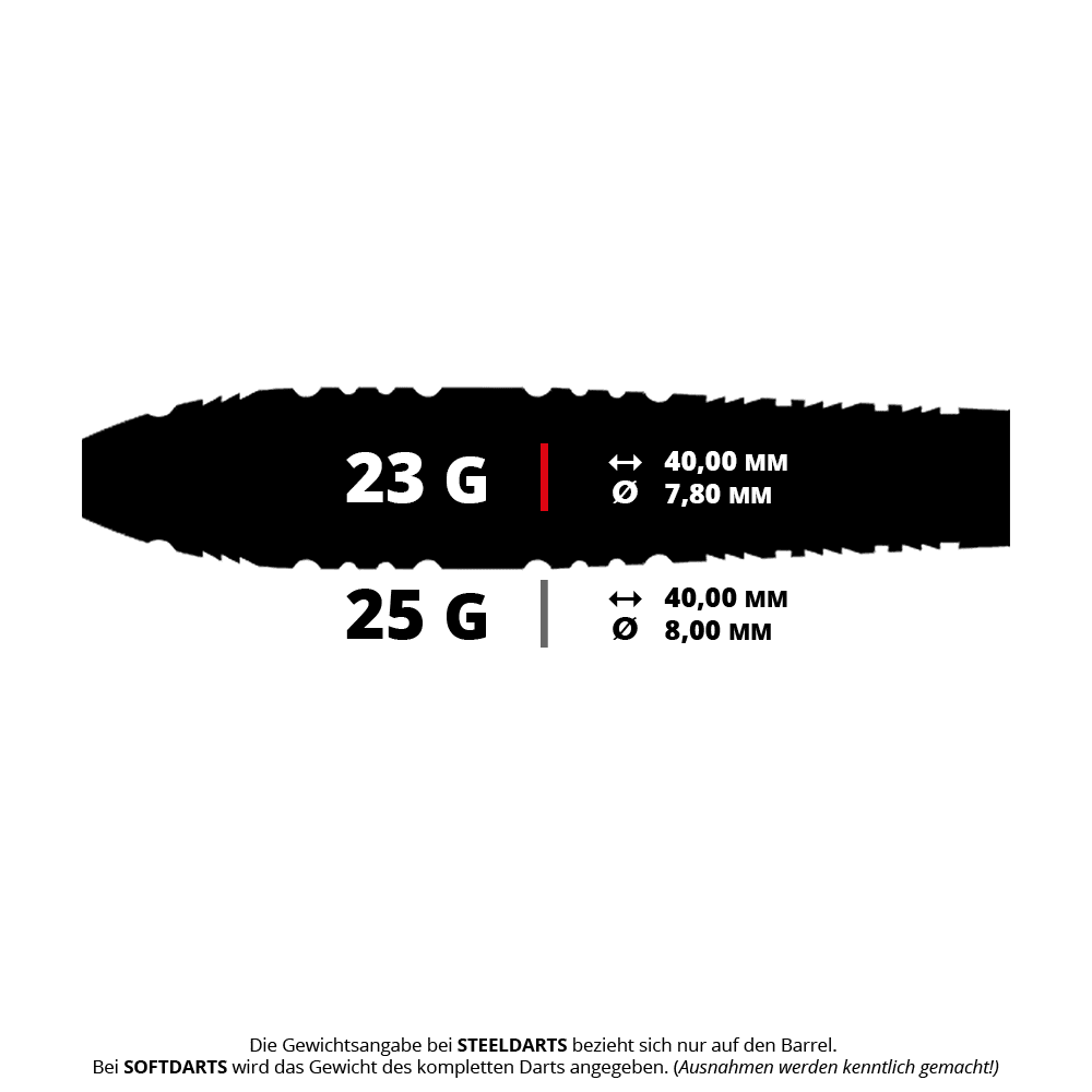 Caliburn Rix EZ-EVO R3 steel darts Das Bild zeigt einen Steeldart mit dem Namen CB2473 Caliburn Rix EZ-EVO R3 in 23 Gramm. Der Dart ist silberfarben und detailliert gearbeitet.