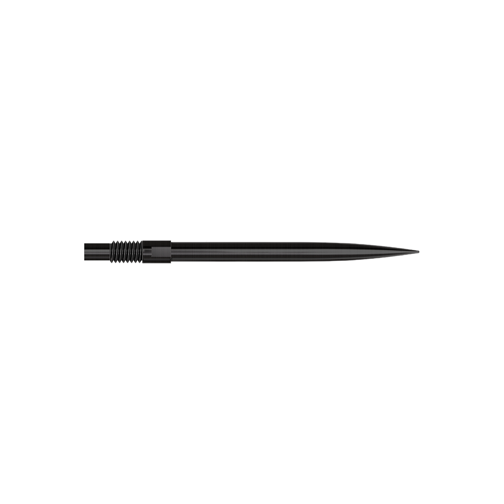 Harrows Quick Point Dart Tips - Black Das Bild zeigt das Produkt mit dem Namen 'QP23974_Harrows_QuickPoint_Dartspitzen_Schwarz_30mm_2'. Es sind schwarze Dartspitzen abgebildet.