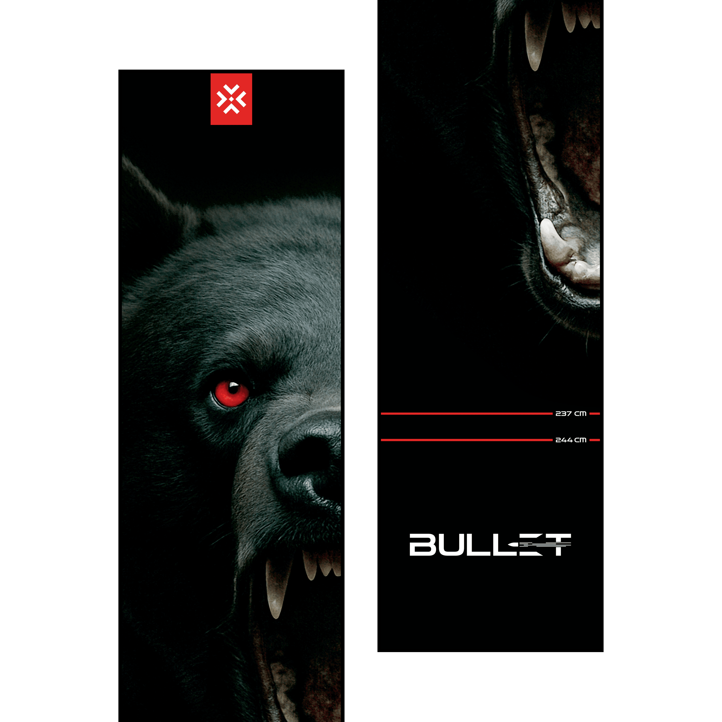 Bullet Shred Dart Mat Die Bullet Shred Dartmatte ist auf dem Bild abgebildet. Diese Dartmatte schützt den Boden und markiert den Wurfbereich beim Dartspielen.