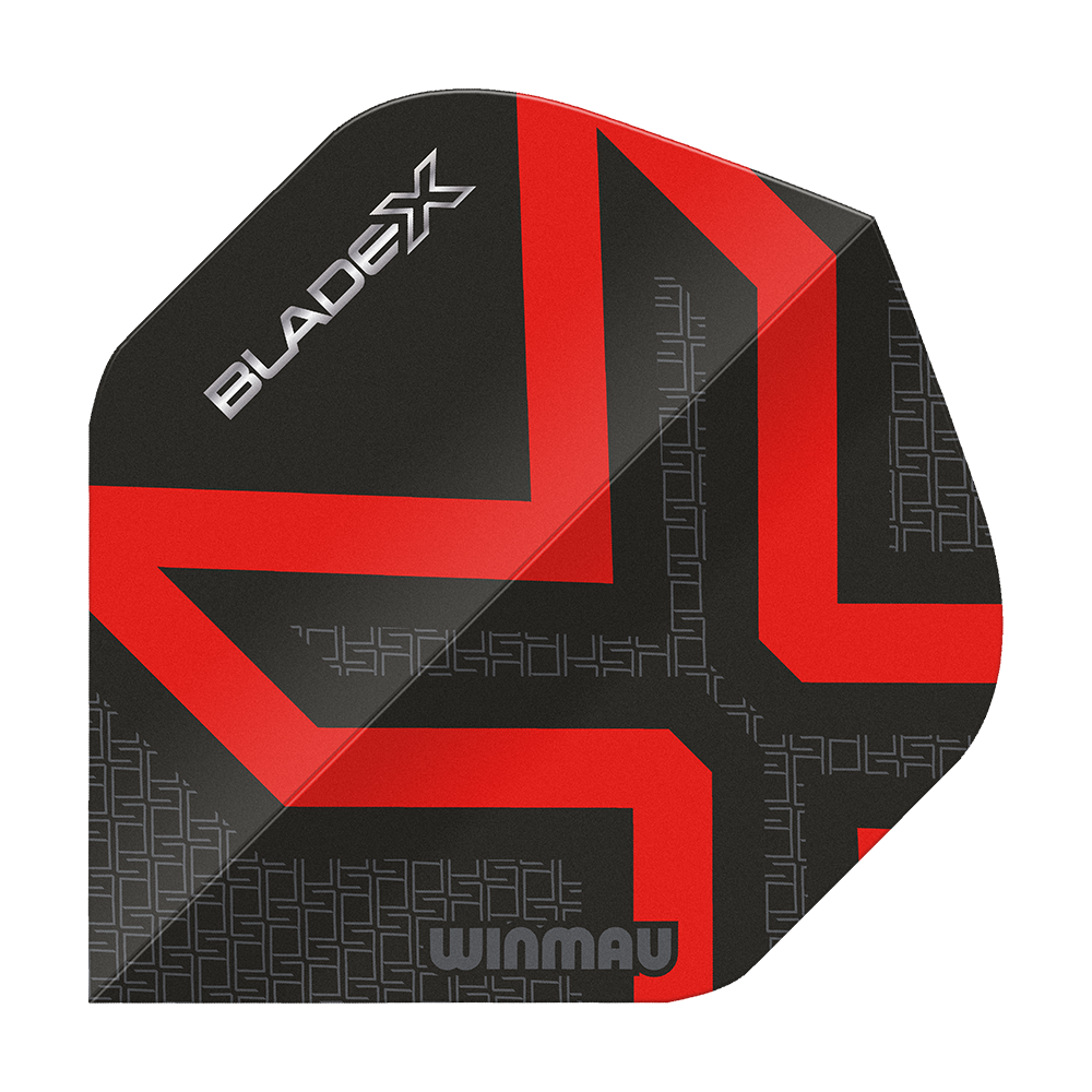 Winmau Prism Delta Blade X Metallic Red No2 Standard Flights Dieses Bild zeigt den Winmau Prism Delta Blade X Metallic Red No2 Standard Flight. Der Flight ist in einer roten Metallic-Optik dargestellt.