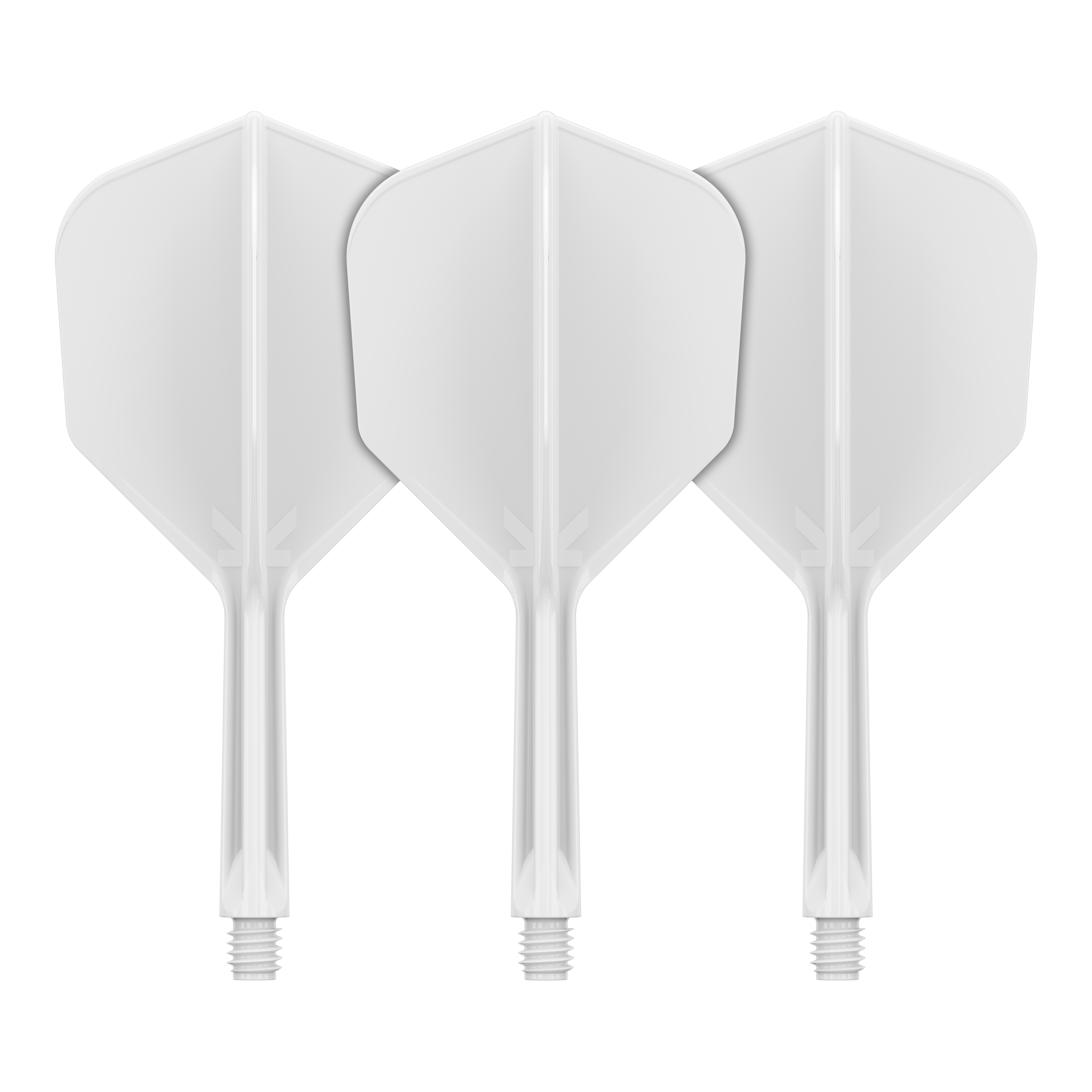 Target K-Flex No6 Flight System - White Das Bild zeigt vermutlich ein weißes Flight-System, wahrscheinlich Target K-Flex No6 mit 26 mm Länge. Es handelt sich um ein Dart-Zubehör.