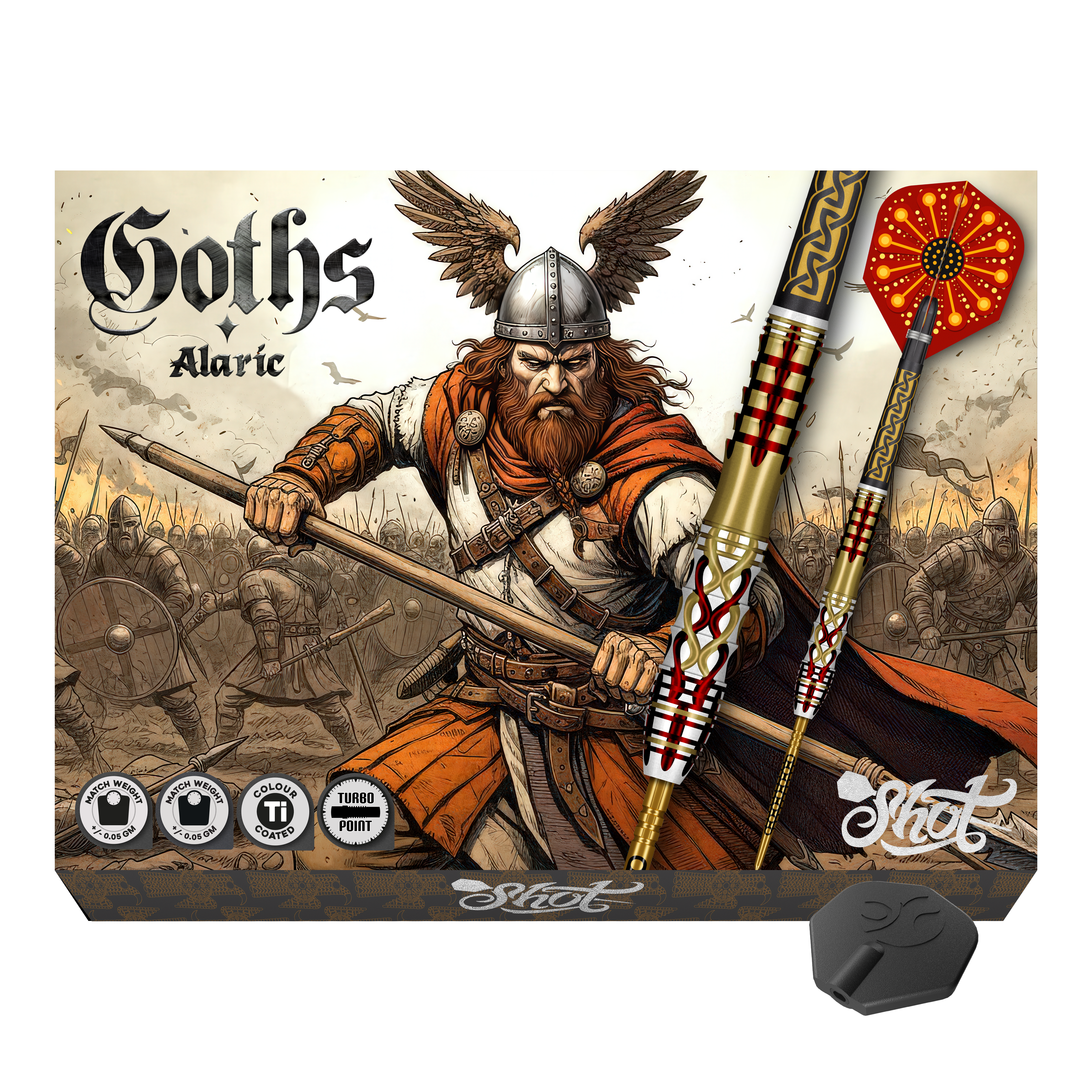 Shot Goths Alaric Turbo Point Steel Darts - 23g Shot Goths Alaric Turbo Point Steel Darts - 23g