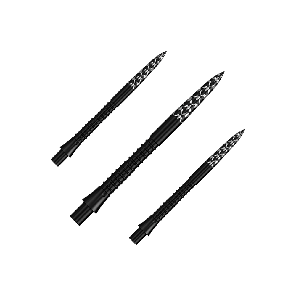Mission Caliburn EVO dart tips GV logo - Black Dieses Bild zeigt ein Set von Mission Caliburn EVO GV-Logo Steeldartspitzen in Schwarz, 32 mm. Die Dartspitzen sind für professionelle Dartspiele geeignet.