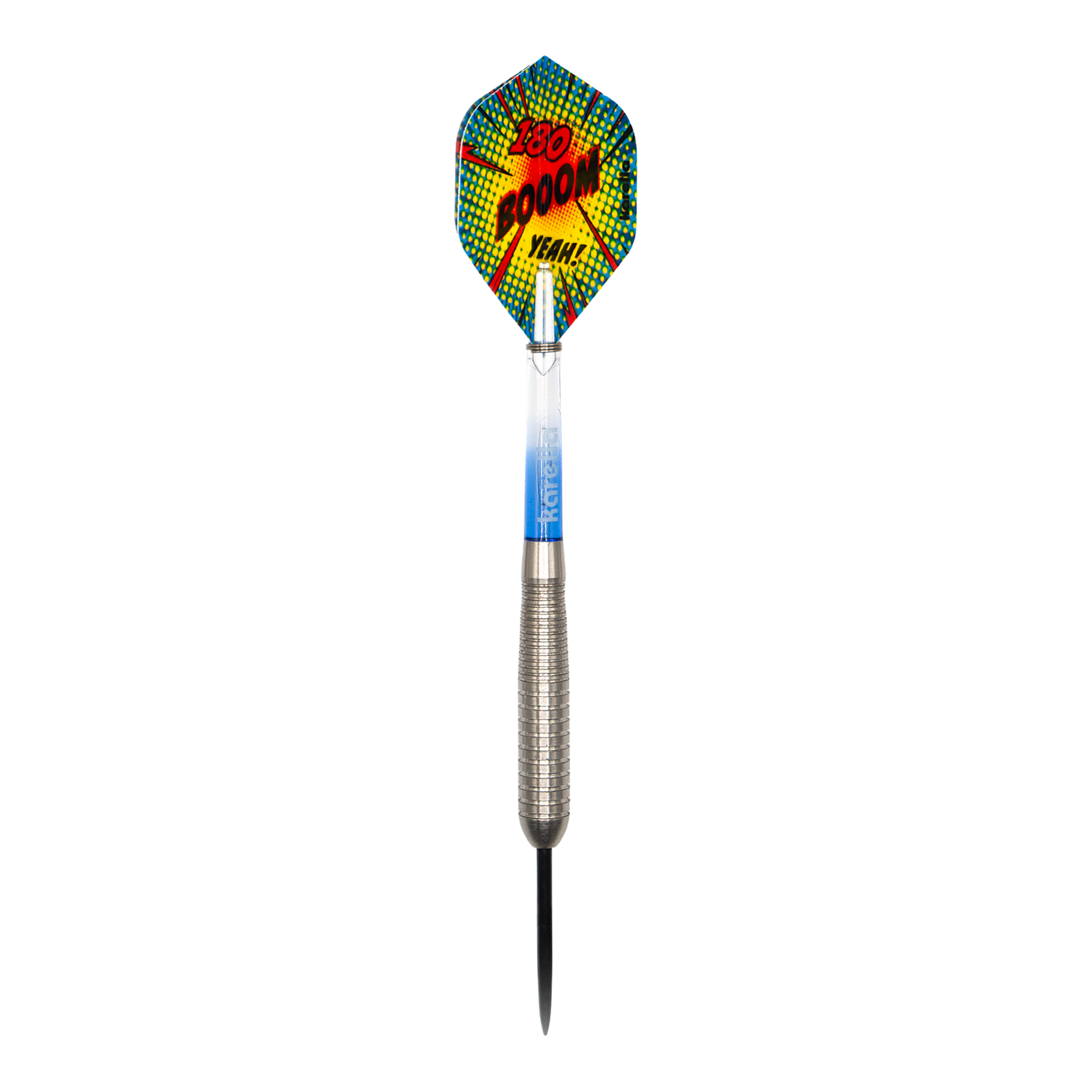 Auf dem Bild ist der Karella Comic Line CL-4 Steeldarts - 23g zu sehen. Es handelt sich um einen hochwertigen Dartpfeil geeignet für professionelle Spiele.