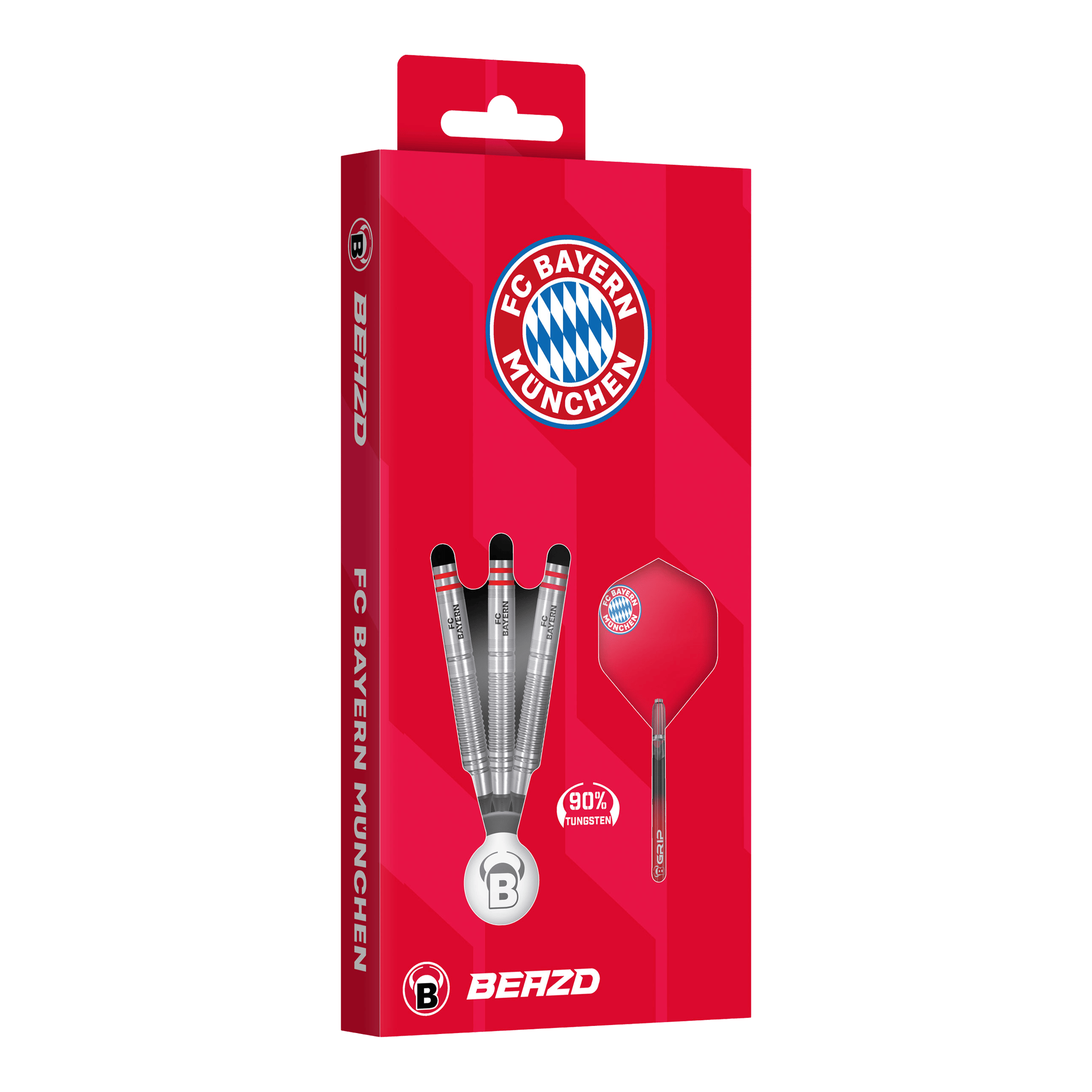 Beazd FC Bayern Munich Tungsten Soft Darts - 18g Beazd FC Bayern München Tungsten Softdarts – 18g als Set sichtbar. Die Darts sind mit Aufdruck und typischer Form dargestellt.