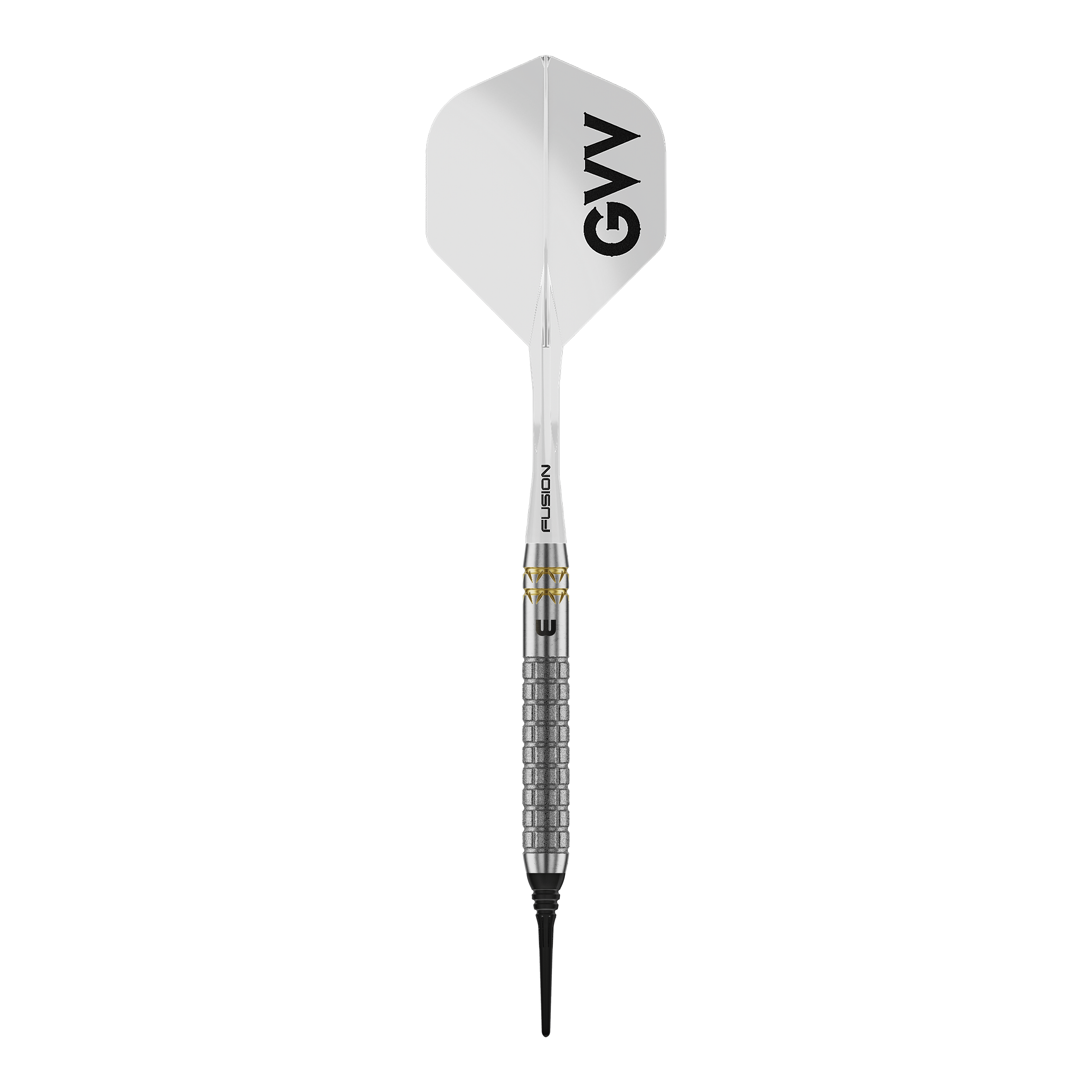 Winmau Gian Van Veen W-MAX soft darts - 18g Das Bild zeigt Winmau Gian Van Veen W-MAX Softdarts mit 18 Gramm. Die Darts sind im Profil dargestellt.