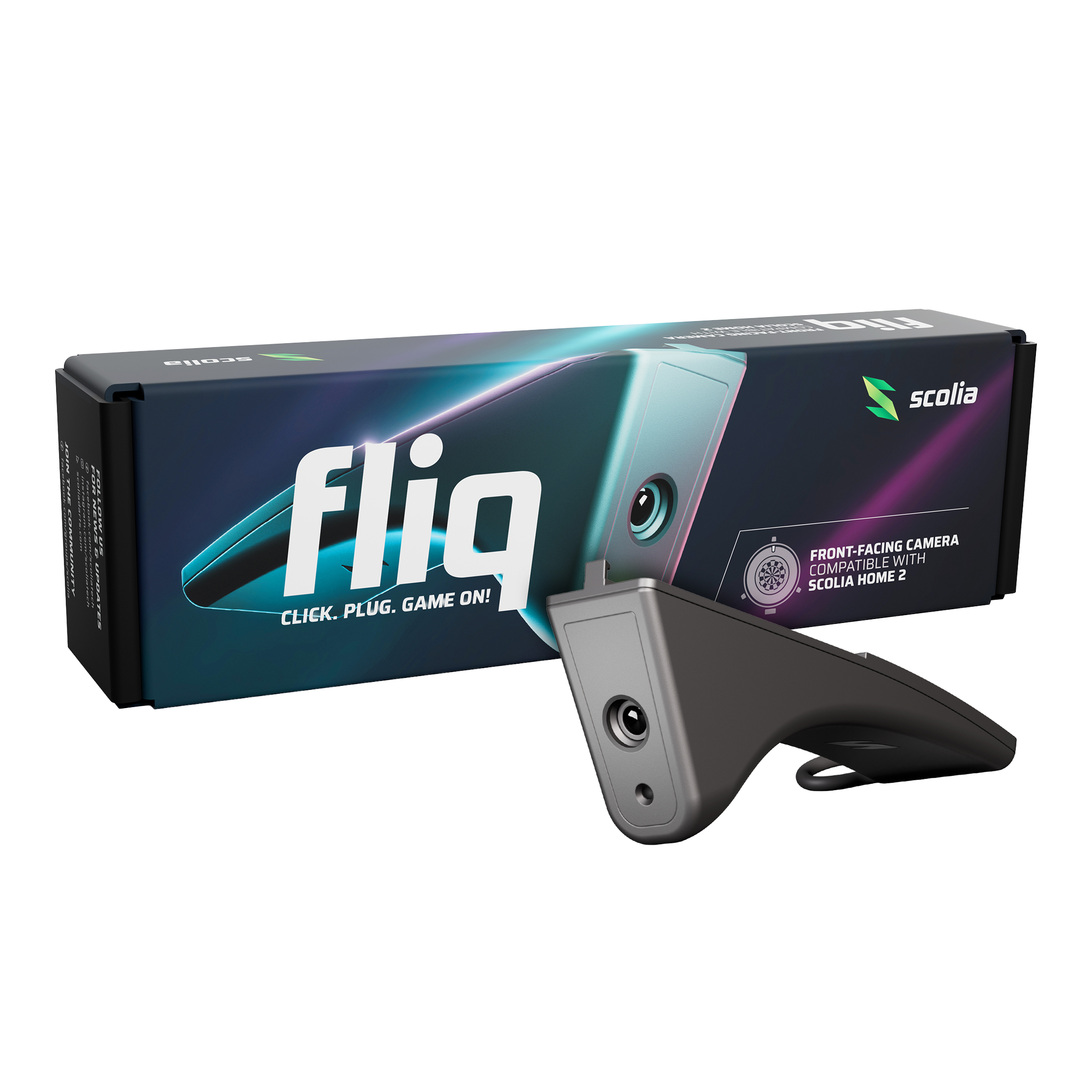 Scolia Fliq Camera Das Bild zeigt die Scolia Fliq Kamera. Es handelt sich um eine spezielle Kamera für Dartsysteme.