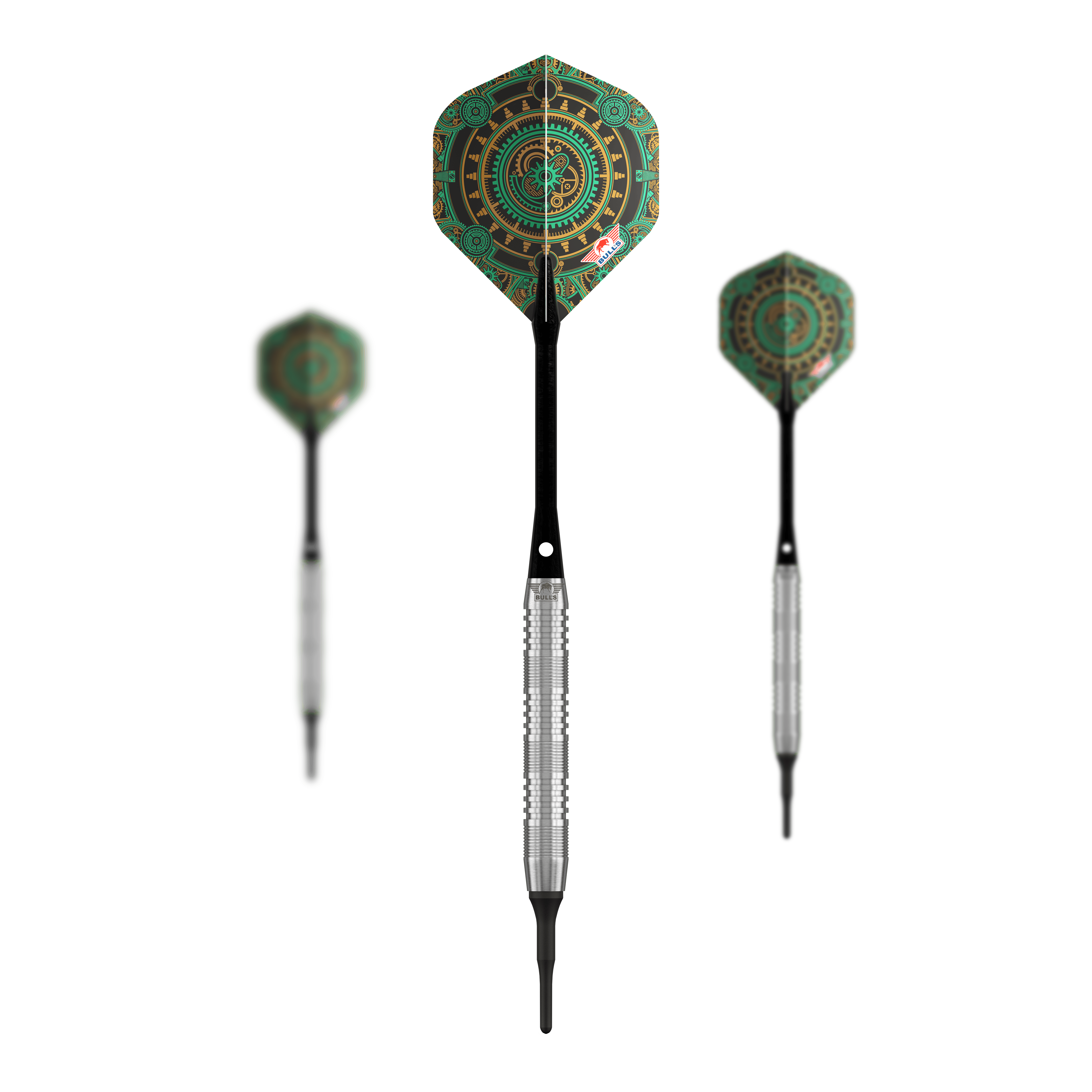 Bulls NL Direct Tungsten Soft Darts - 18g Zu sehen ist das Set Bulls NL Direct Tungsten Softdarts - 18g. Mehrere Pfeile sind gemeinsam dargestellt.