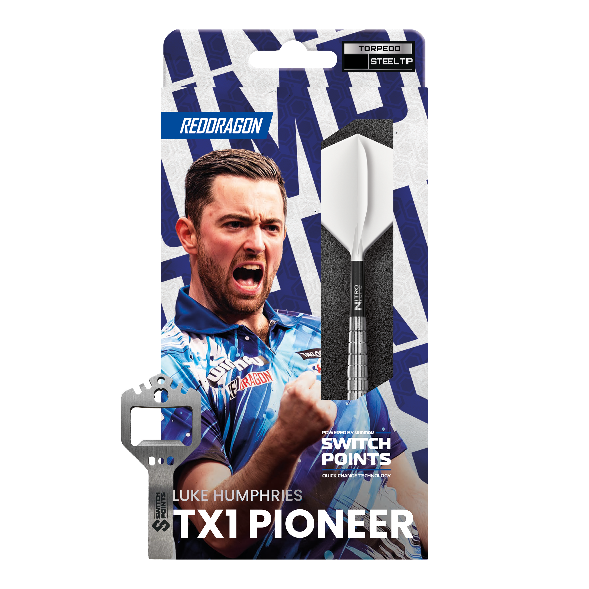 Red Dragon Luke Humphries TX1 Pioneer Switch Point Steel Darts Gezeigt werden die Red Dragon Luke Humphries TX1 Pioneer Switch Point Steeldarts. Das Produkt ist für anspruchsvolle Dartspieler gedacht.