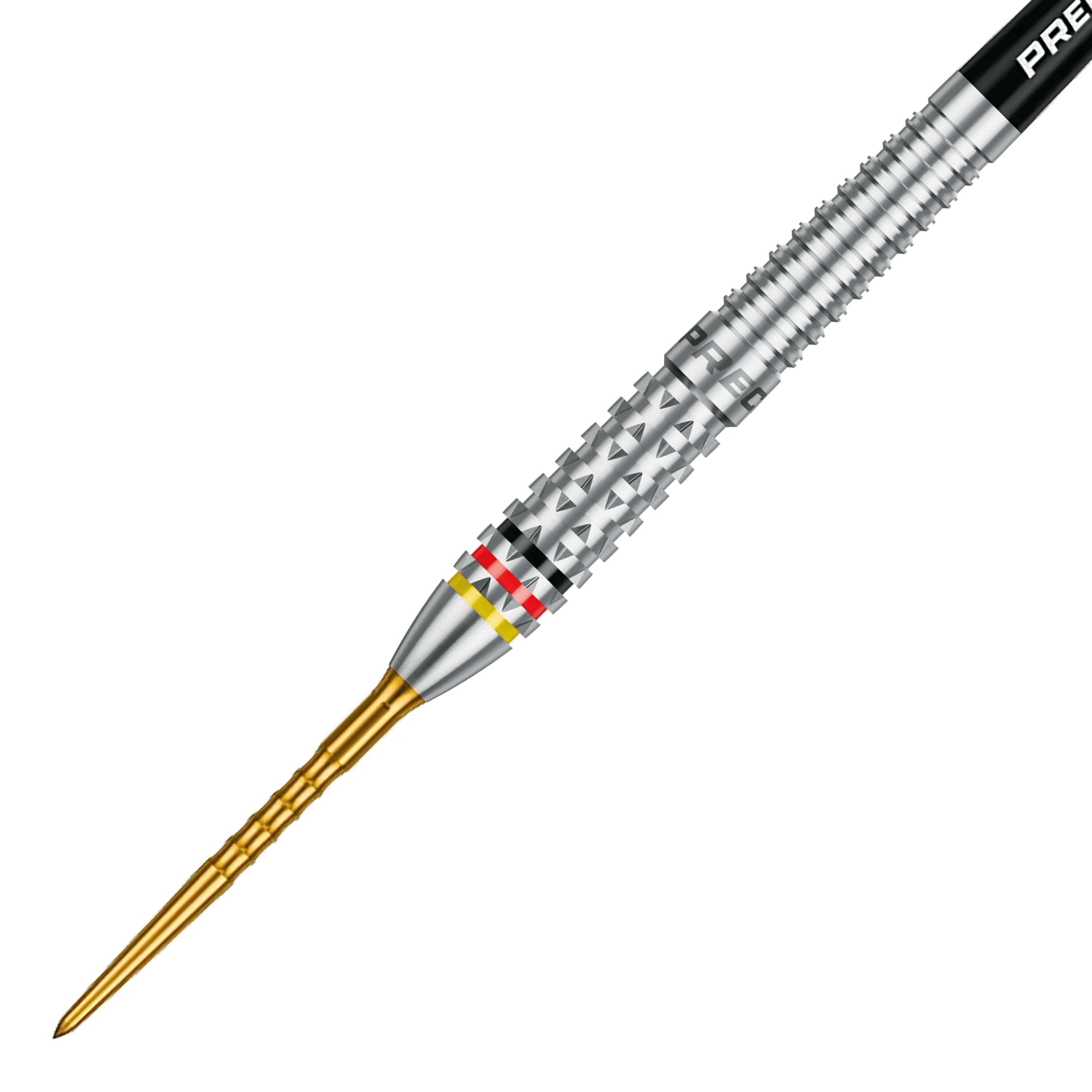 Precise 180 Ricardo Pietreczko GEN1 Steeldarts sind auf dem Bild zu sehen. Die Darts bieten ein präzises Wurferlebnis.
