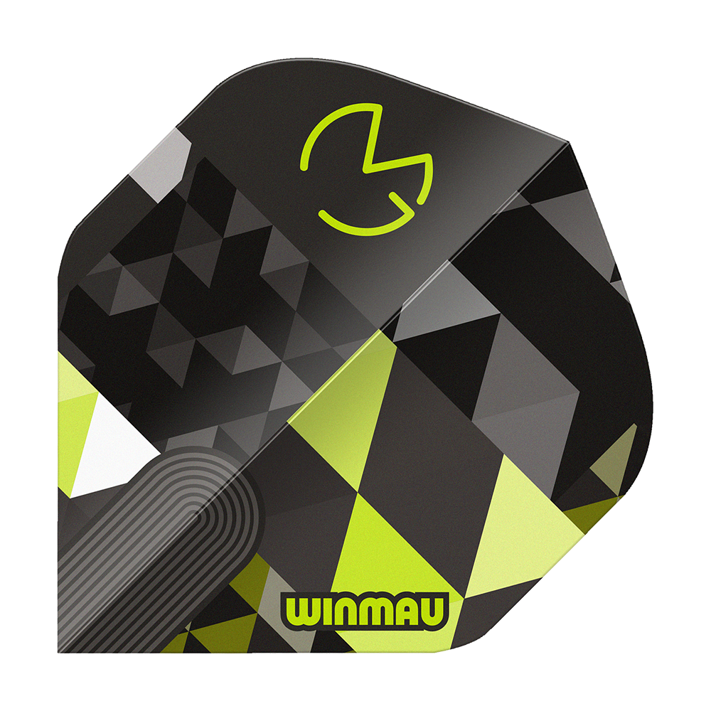 Winmau Prism Delta MvG Logo Green No2 Standard Flights Zu sehen ist Winmau Prism Delta MvG Logo Green No2 Standard Flights. Es handelt sich um Dart-Flights in grün mit MvG-Logo.