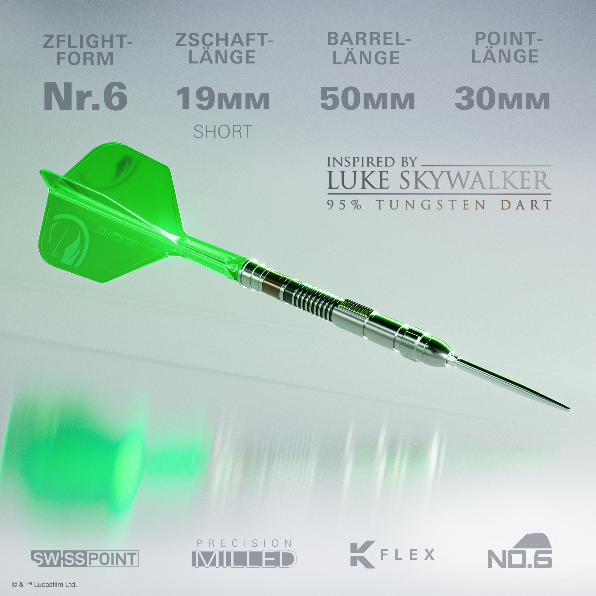 Target Star Wars Luke Skywalker Jedi Knight Lightsaber Limited First Edition Darts - 24g Abgebildet sind die Target Star Wars Luke Skywalker The Jedi Knight Light Saber Limited Edition Steeldarts - 24g. Diese Steeldarts sind vom berühmten Jedi-Lichtschwert inspiriert.