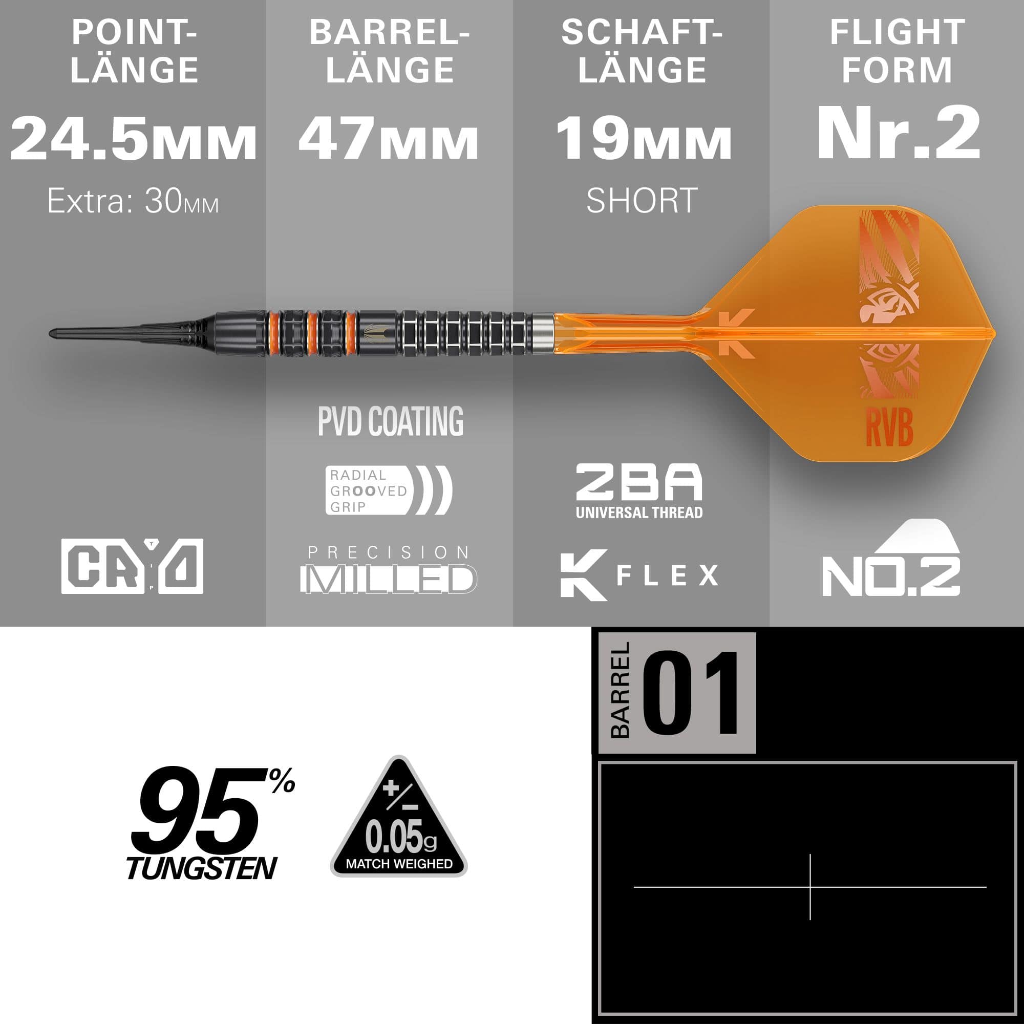 Target Raymond Van Barneveld 95K soft darts - 20g