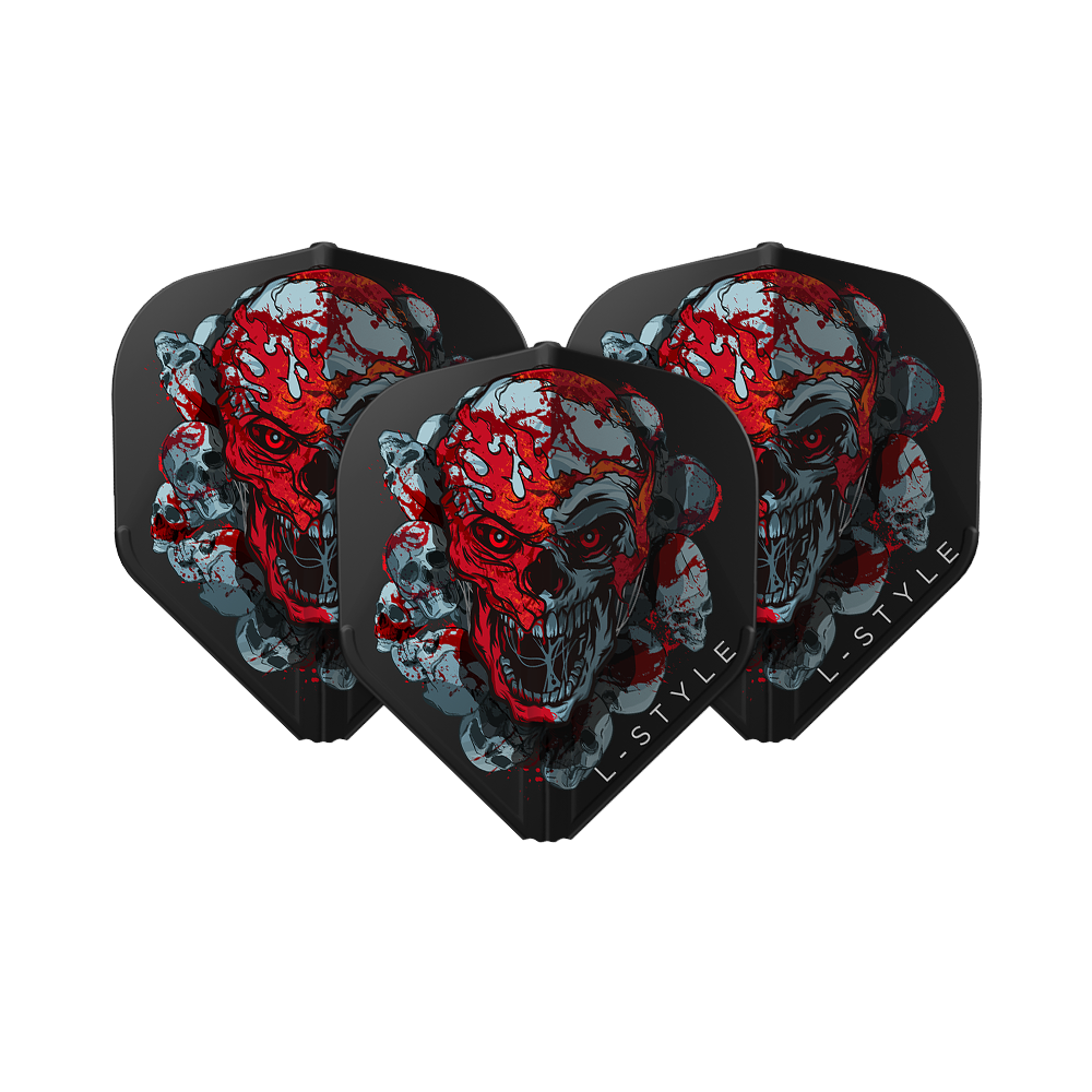 Das Bild zeigt die L-Style Ryan Searle Signature V4 Black L1EZ Flights. Diese Flights bieten ein modernes schwarzes Design für Darts.