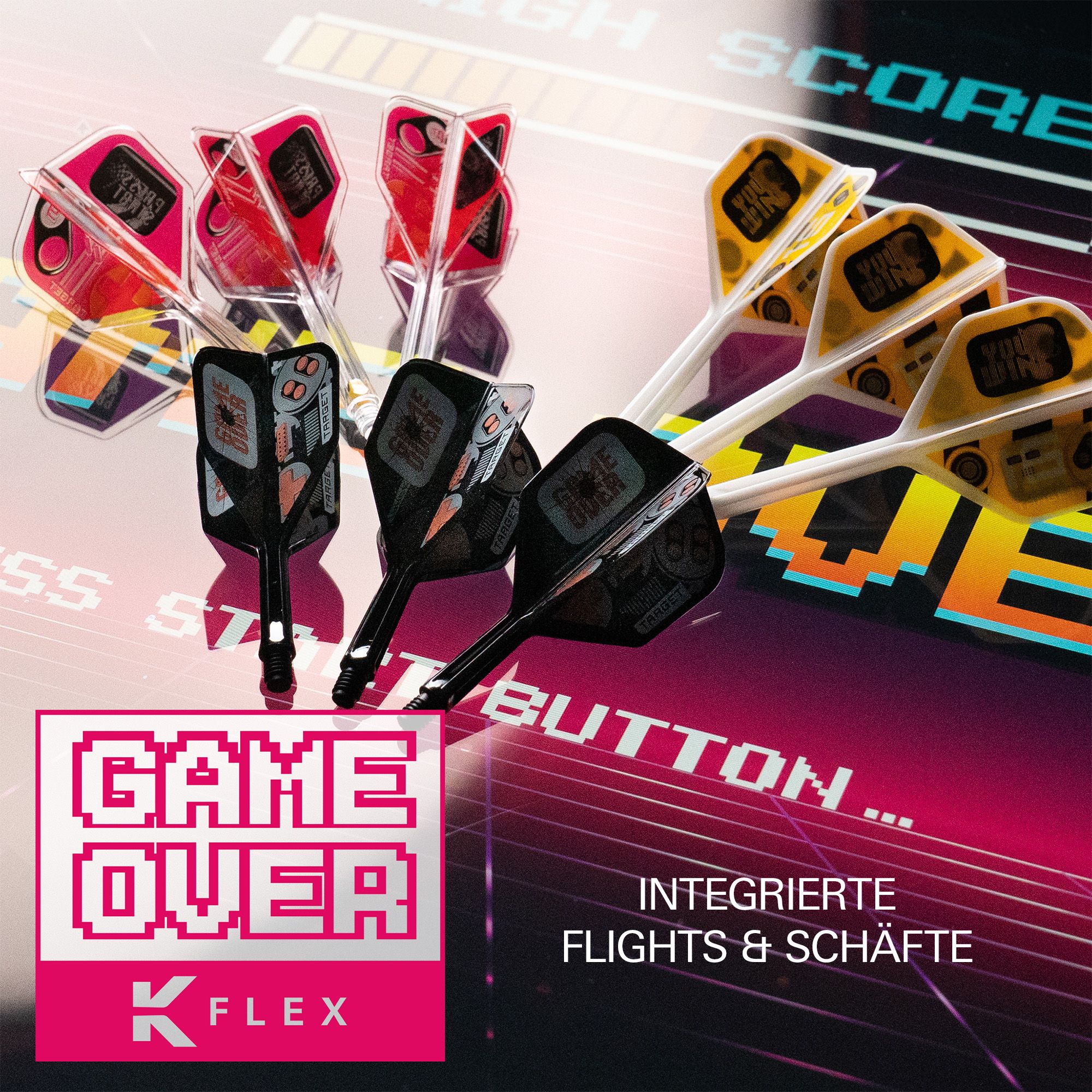 Target K-Flex Press Start No6 Flights Darstellung der Target K-Flex Press Start No6 Flights. Diese Flights verbessern das Flugverhalten von Dartpfeilen.