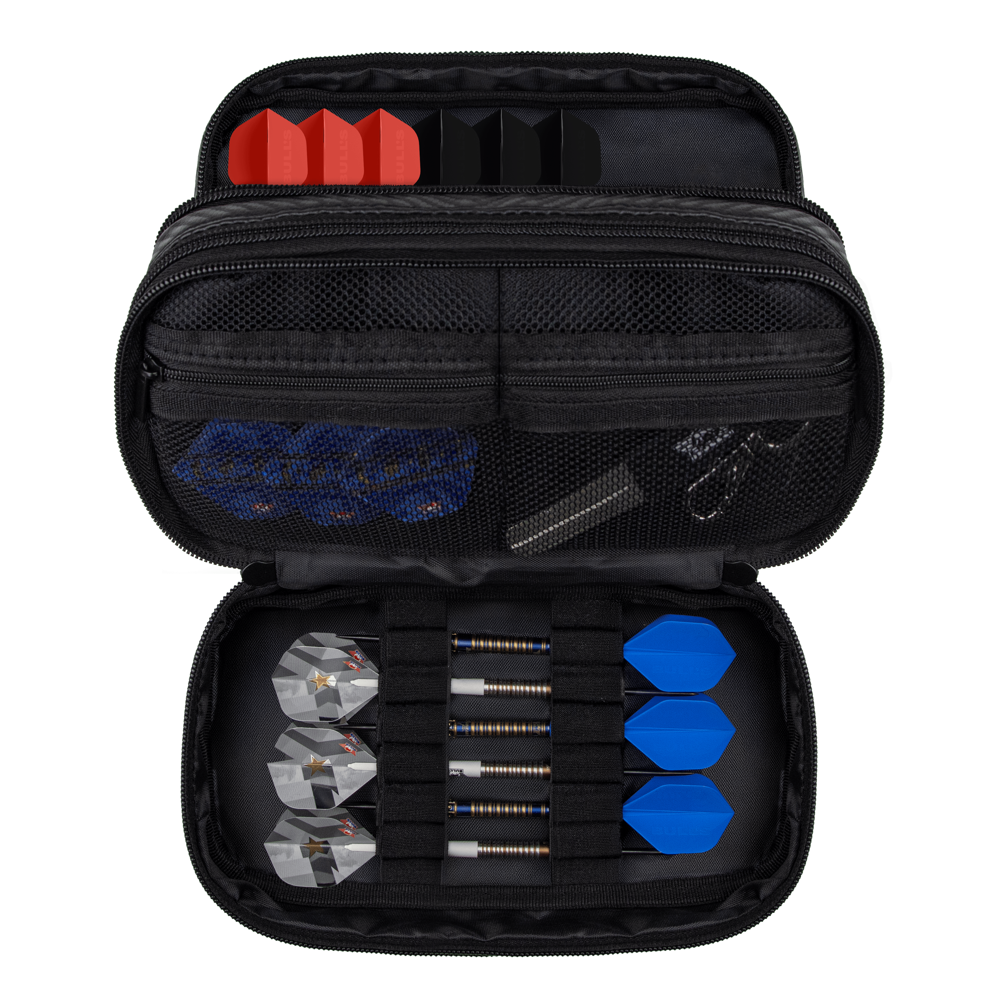 Bulls NL Carbon Wallet Das Bild zeigt das Bulls NL Carbon Wallet. Es ist eine stilvolle und kompakte Brieftasche für Dartzubehör.