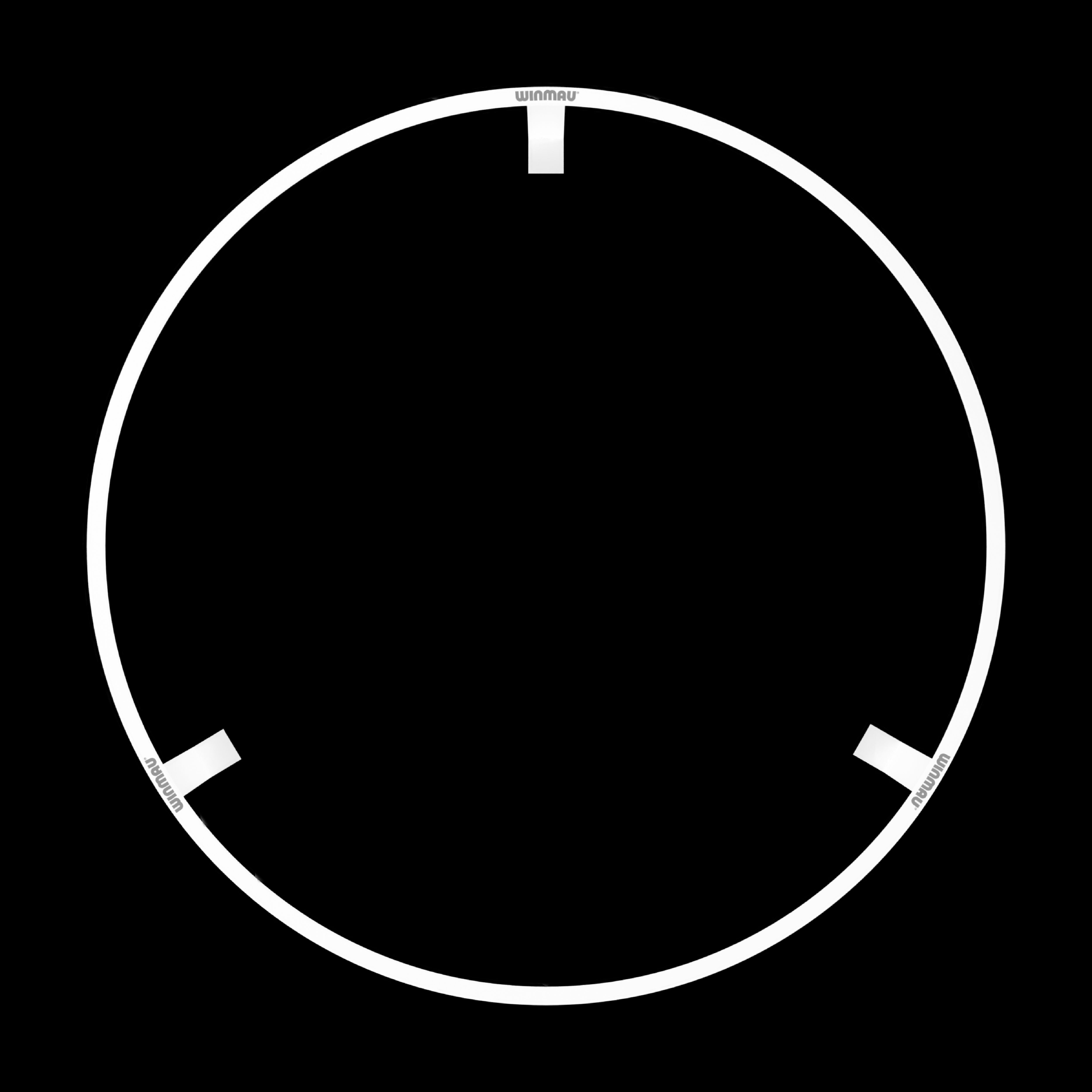 Winmau Plasma Ice LED Dartboard Light Das Bild zeigt das Produkt "Winmau Plasma Ice LED Dartboard Light". Es ist ein runder LED-Lichtring mit drei Halterungen.