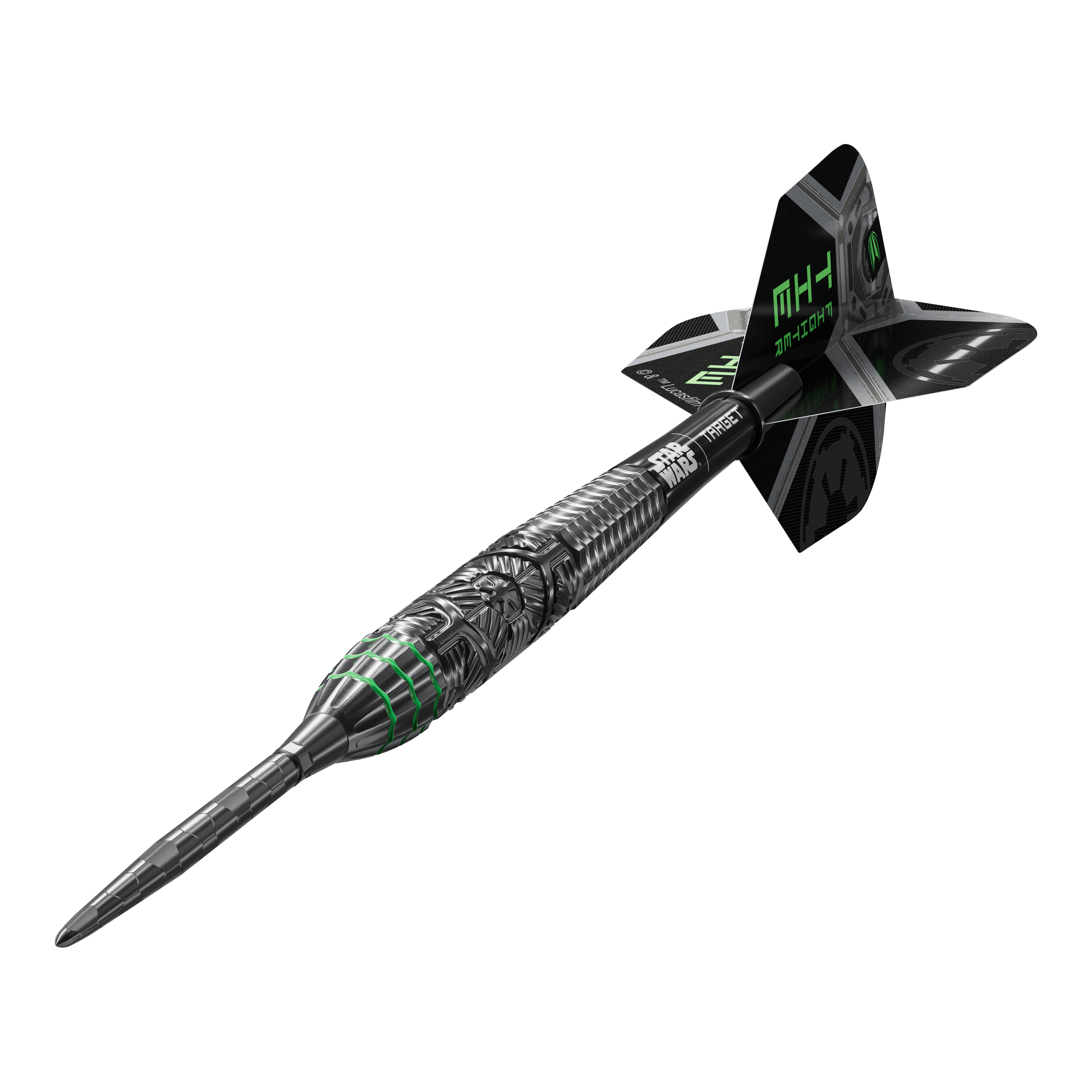 Target Star Wars Tie Fighter Swiss Point Steel Darts Abgebildet sind die Target Star Wars Tie Fighter Swiss Point Steeldarts. Das Produkt richtet sich an Fans von Star Wars und Darts.