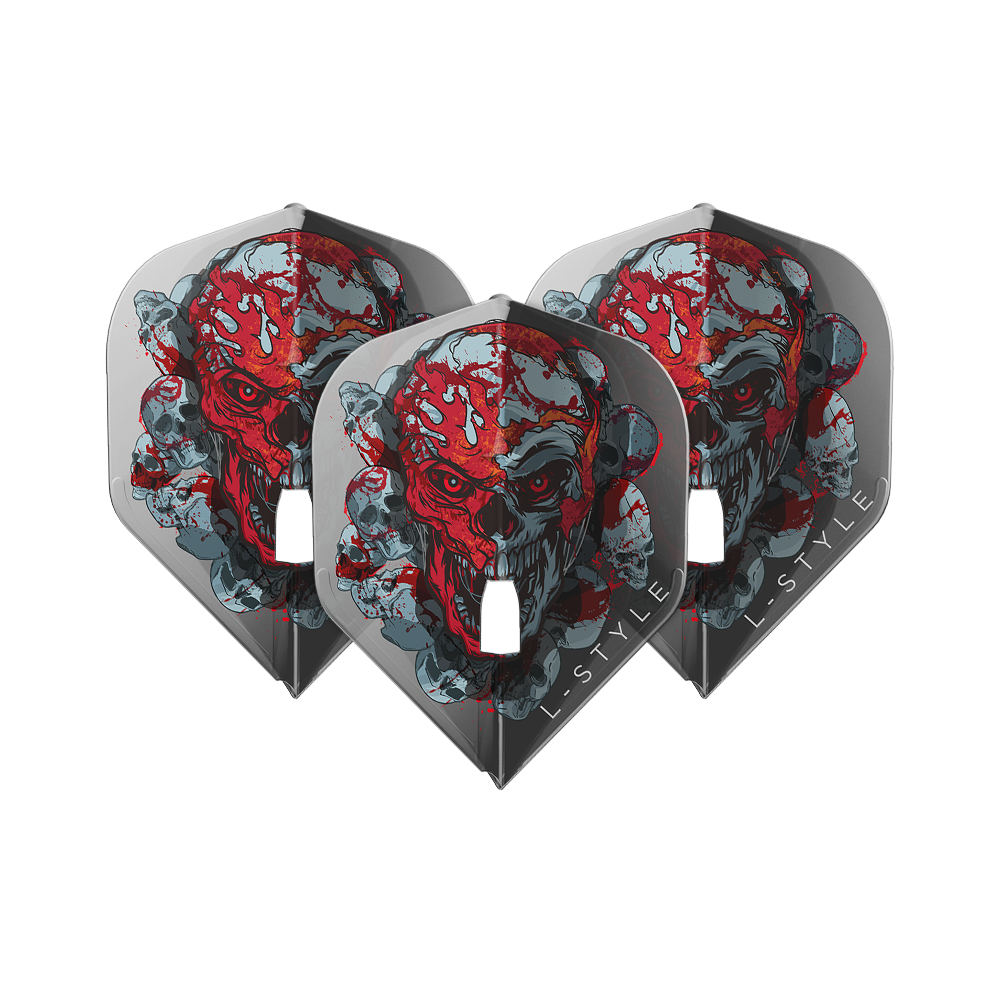 L-Style Ryan Searle Signature V4 Clear Black L1PRO Flights in einer Produktaufnahme. Die Flights eignen sich ideal für Dartspieler.