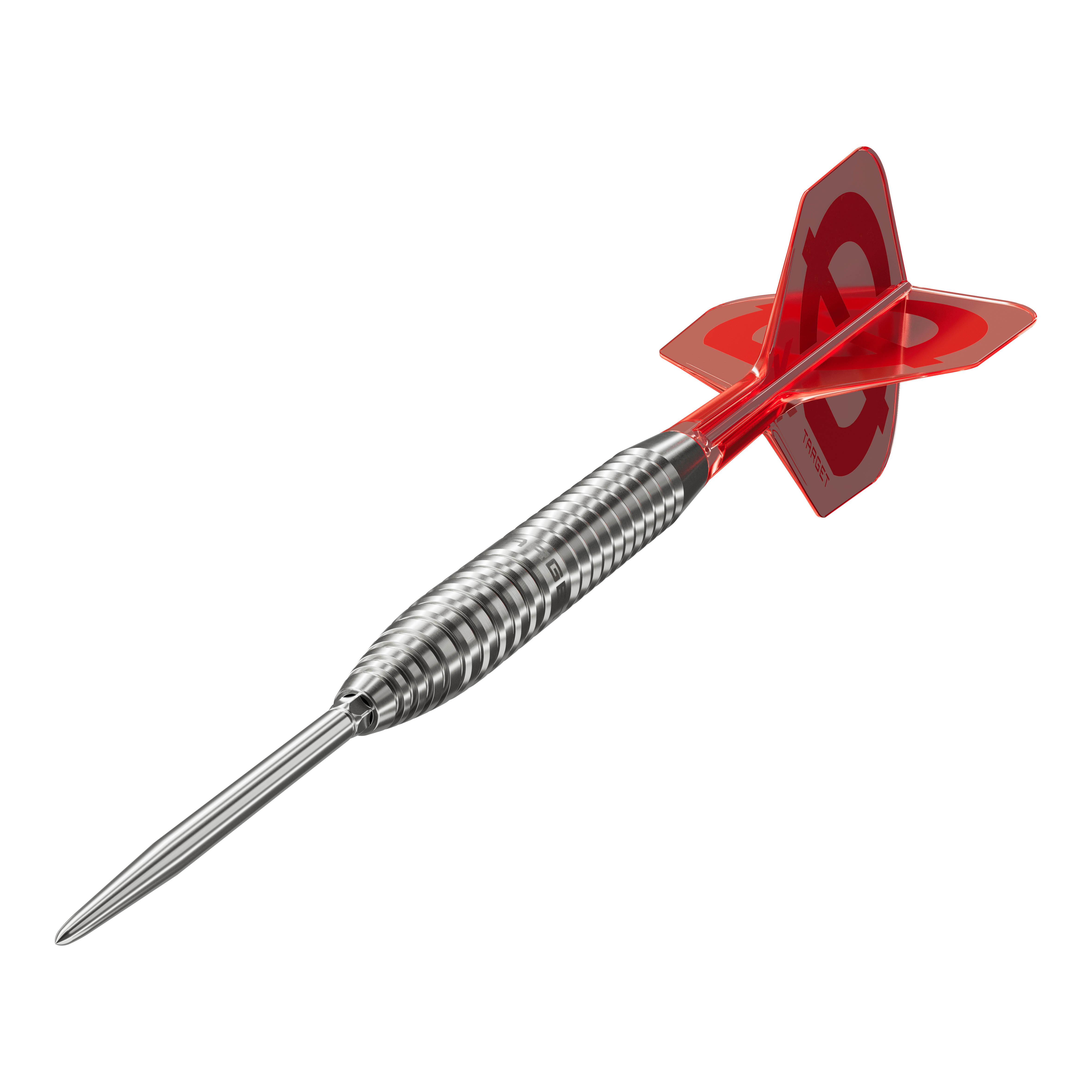 Target Group O 02 Swiss Points Steel Darts Abgebildet ist das Target Group O 02 Swiss Points Steeldarts Set. Das Produkt wird aus der Nähe gezeigt.