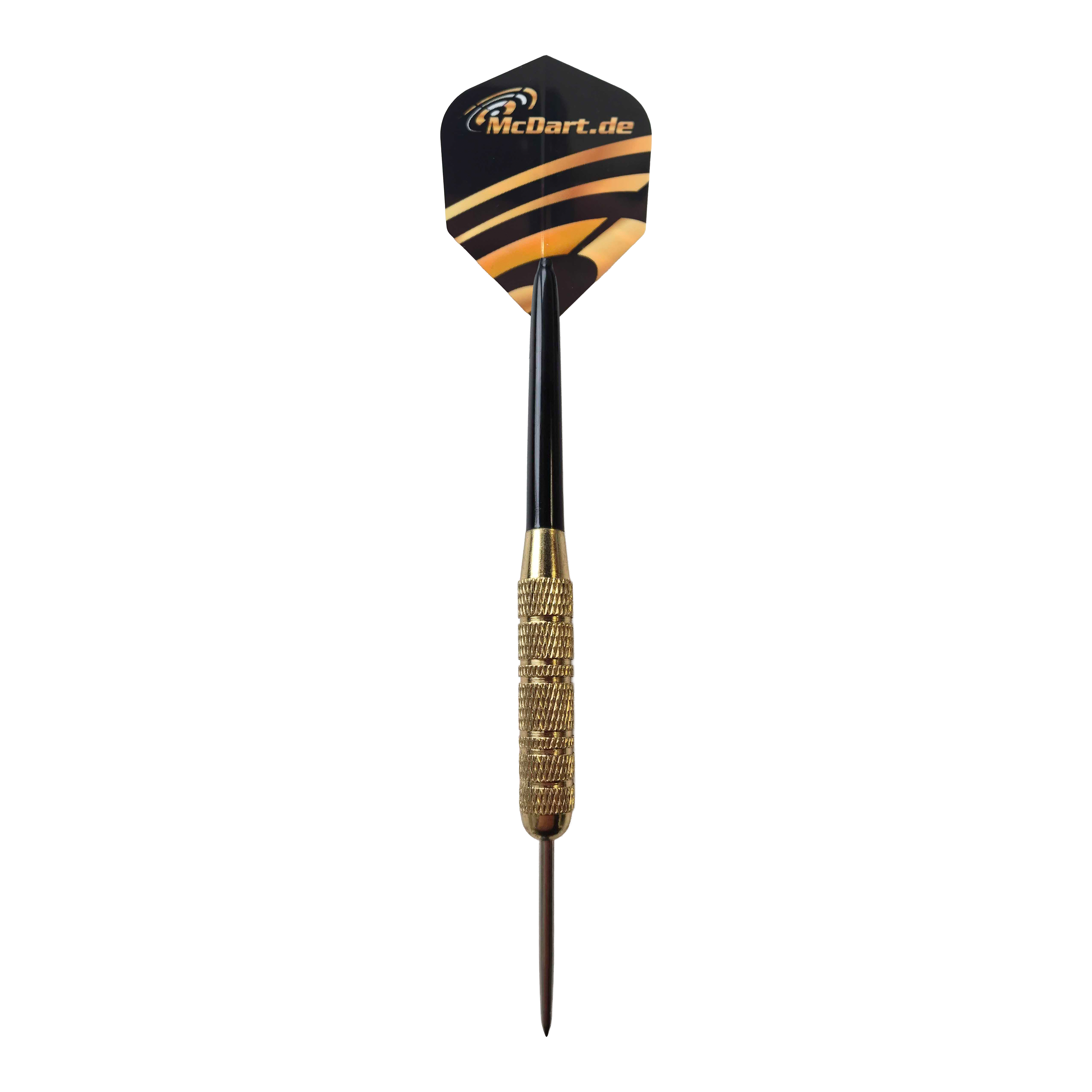 McDart Golden Star steel darts - 12 darts / 18 grams Dieses Bild zeigt das Produkt McDart Golden Star Steeldarts - 12 Darts mit einem Gewicht von 18 Gramm. Zu sehen sind mehrere goldene Steeldarts nebeneinander.