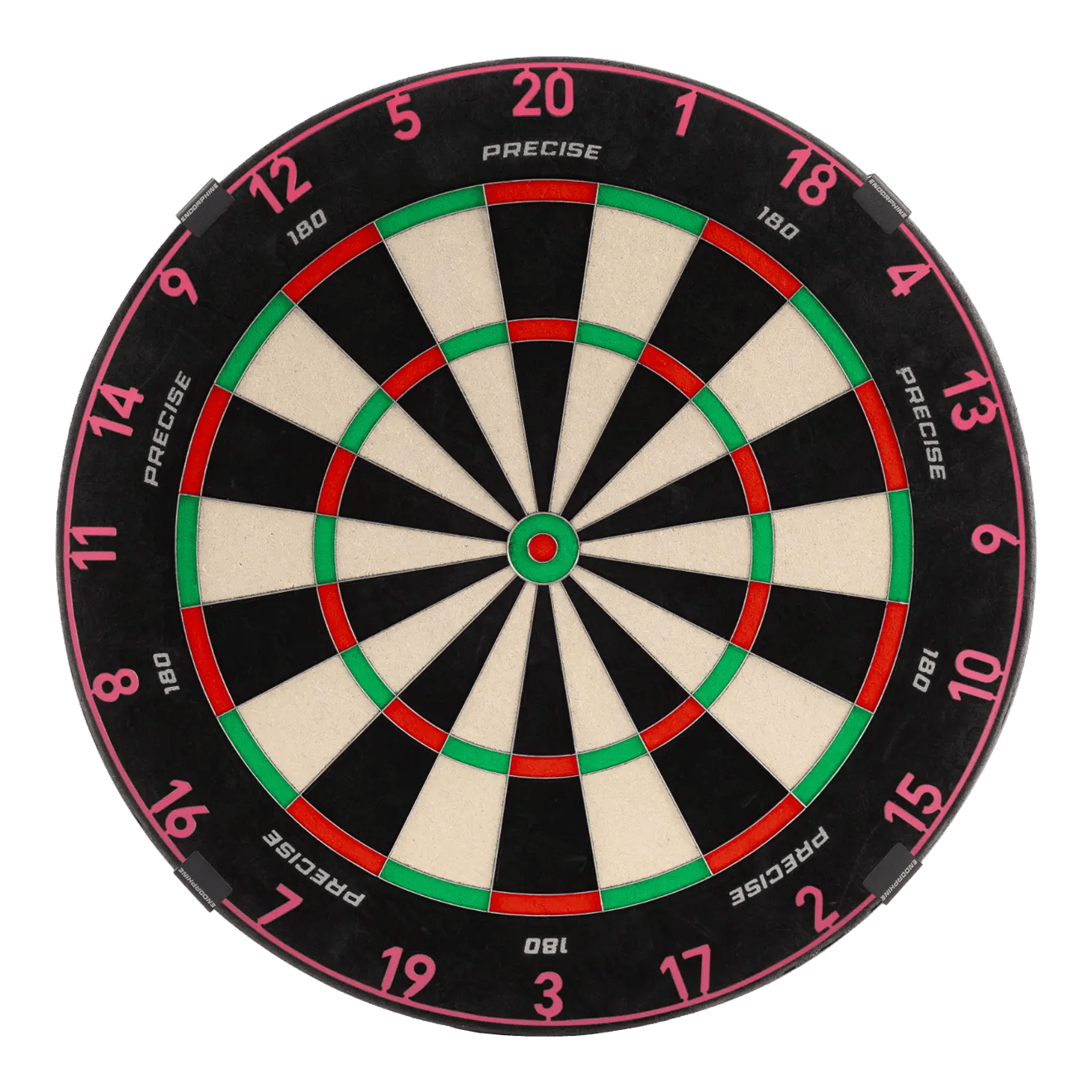 Precise 180 Endorphine Steel Dartboard with Numbered Ring - Cyber Pink Das Precise 180 Endorphine Steeldartboard mit Nummernring in Cyber Pink ist auf dem Bild dargestellt. Es eignet sich perfekt für anspruchsvolle Dartspieler.