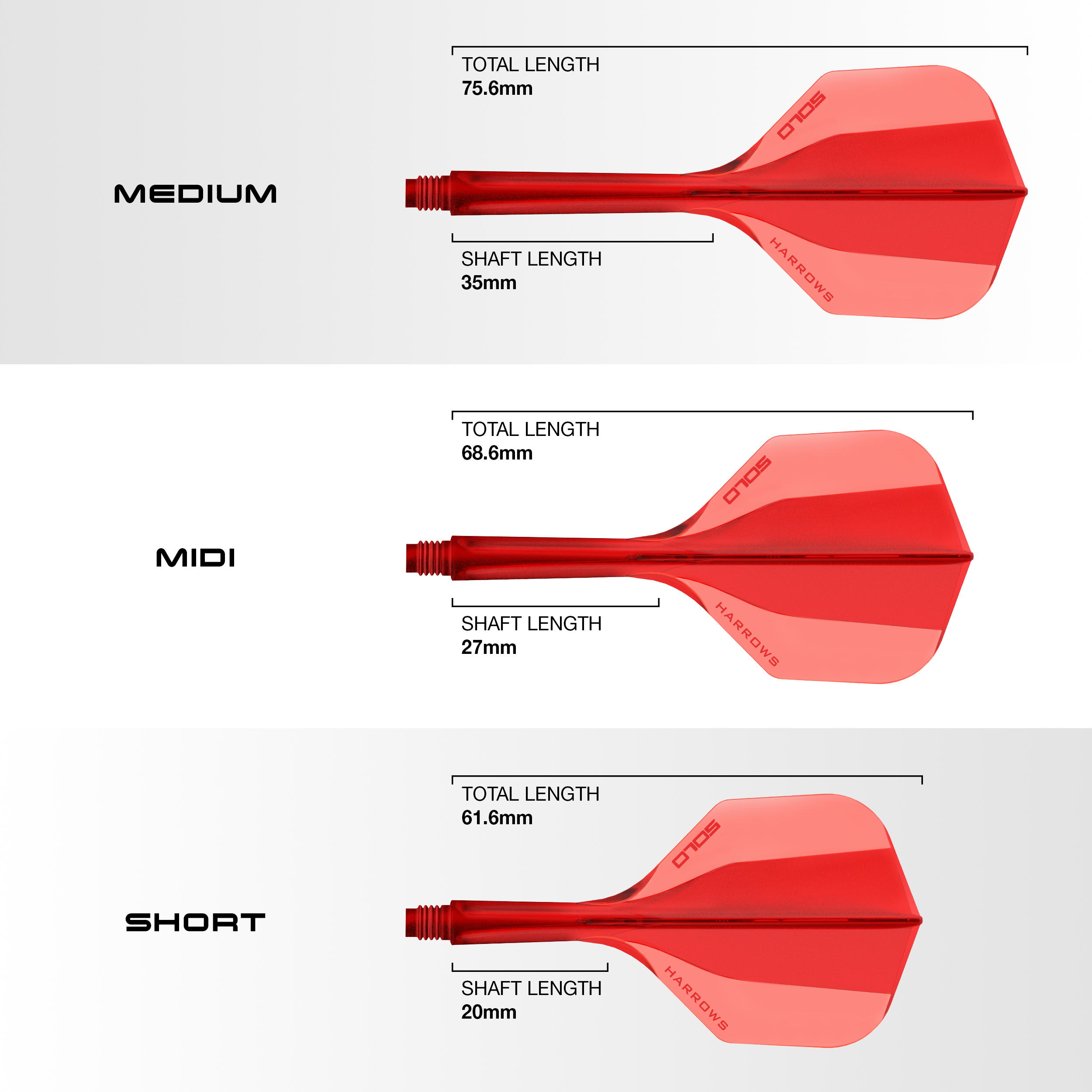 Harrows Solo No6 Flight Shaft System - Red Auf diesem Bild ist das Harrows Solo No6 Flight-Shaft-System in Rot zu sehen. Das Produkt dient zur Befestigung und Stabilisierung von Flights am Dartpfeil.
