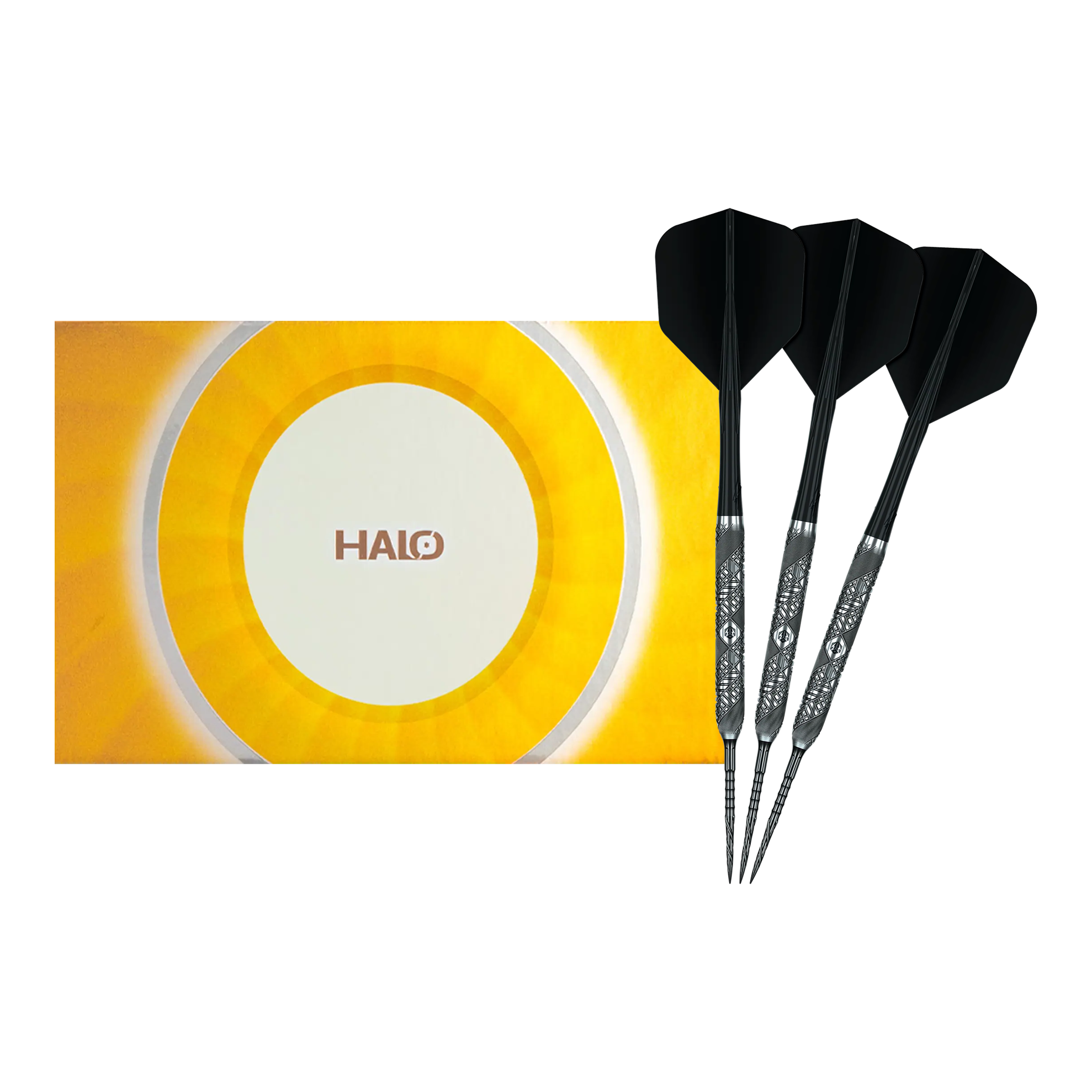 Caliburn Halo H3 steel darts - 21.5g Abgebildet sind die Caliburn Halo H3 Steeldarts mit 21,5g als vollständiger Satz. Die Darts werden komplett gezeigt.