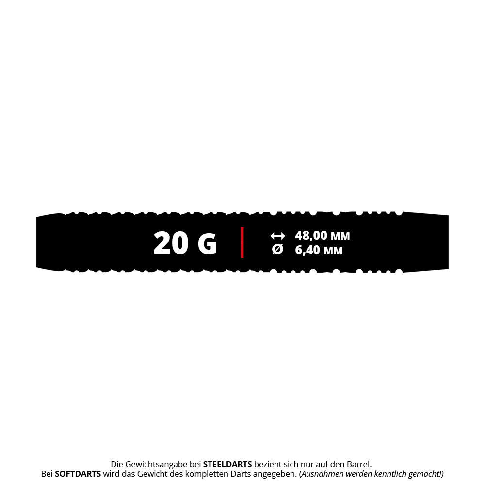 Auf dem Bild sind die GOAT Curveball Tungsten Softdarts - 20g dargestellt. Sie bestehen aus Tungsten und wiegen jeweils 20 Gramm.