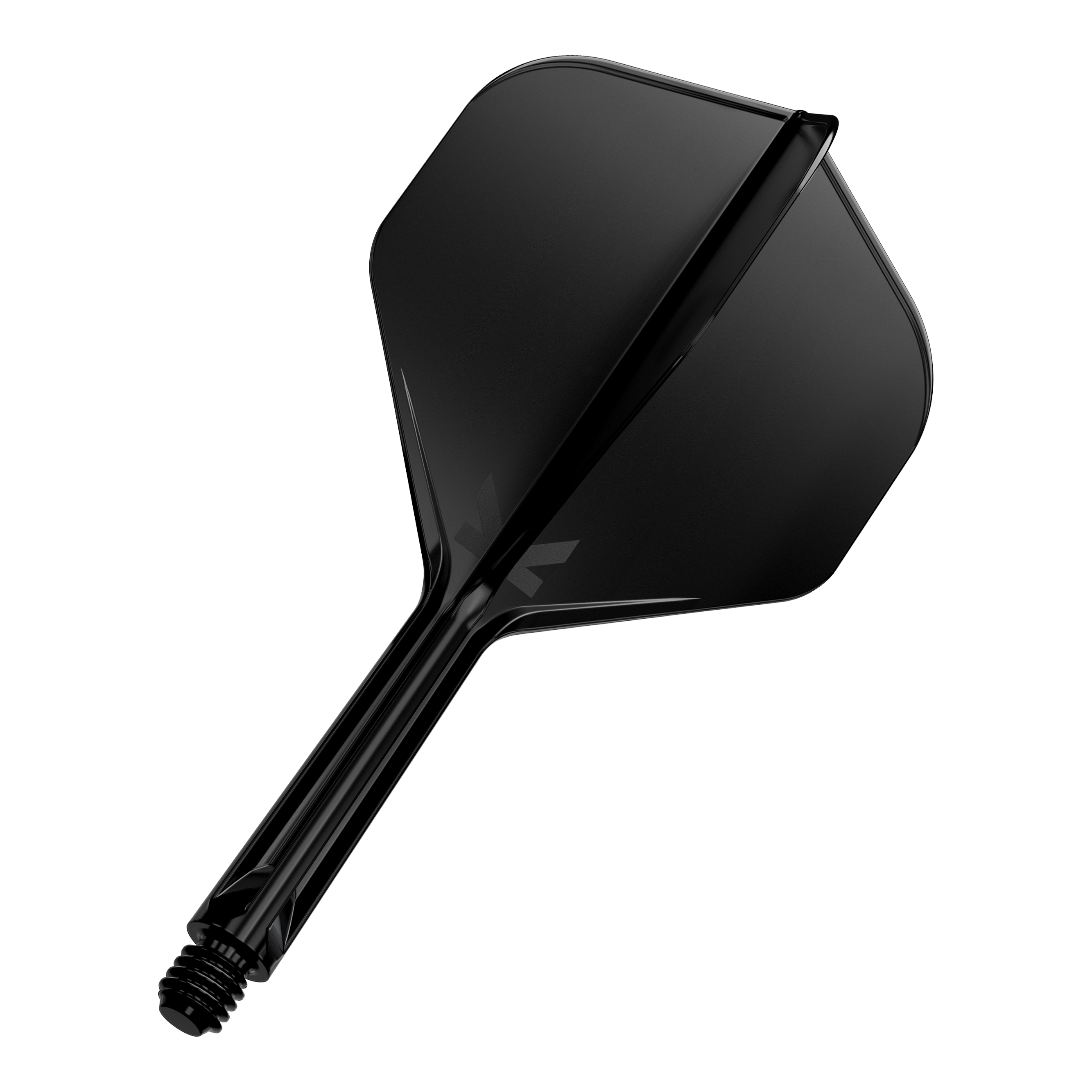 Target K-Flex No2 Standard Flight System - Black Dies ist ein schwarzer Dartflight mit Schaft. Er hat eine glatte Oberfläche und eine klassische, standardisierte Form.