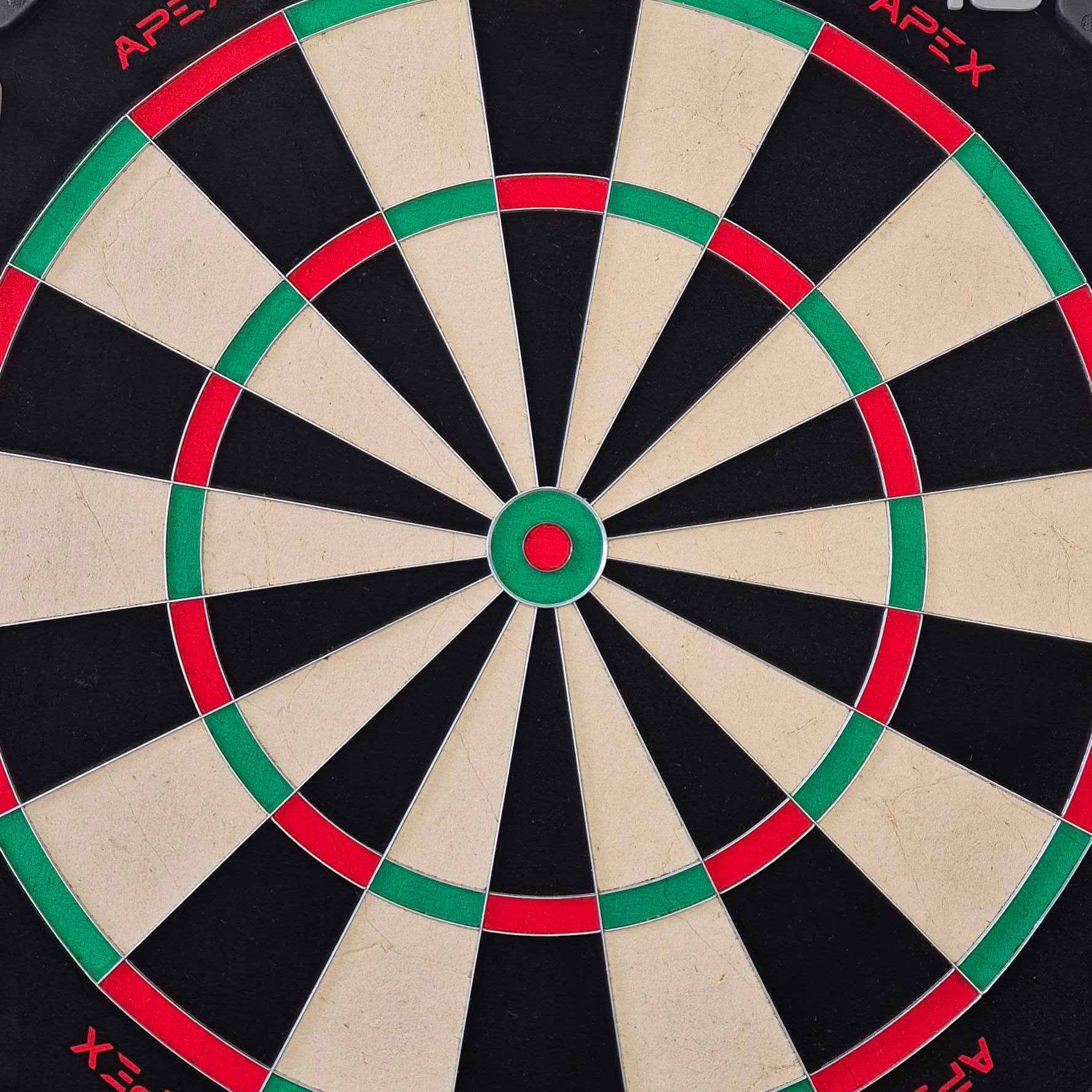 Bullet Apex steel dartboard Das Bild zeigt das Bullet Apex Steeldartboard. Es gibt eine detaillierte Ansicht des Produkts.