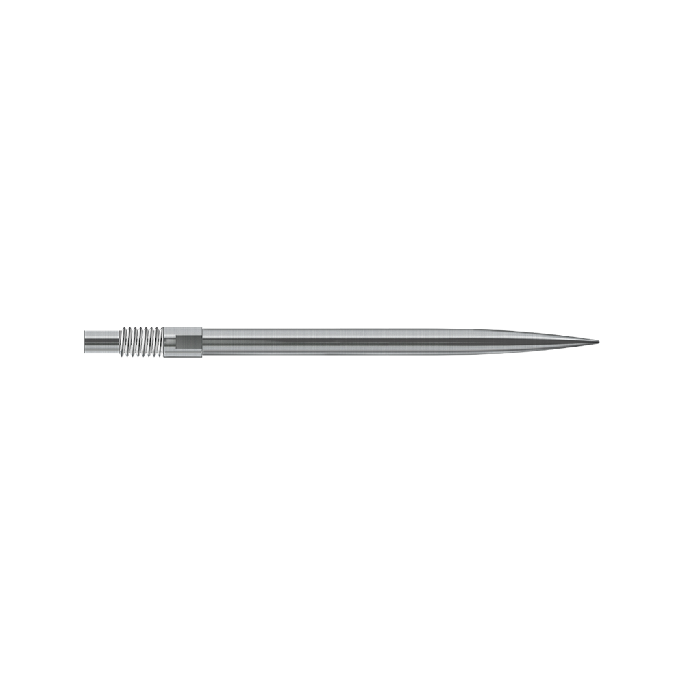 Das Bild zeigt Harrows QuickPoint Dartspitzen in Silber mit einer Länge von 35mm. Die Abbildung gibt einen Eindruck des Produktes.