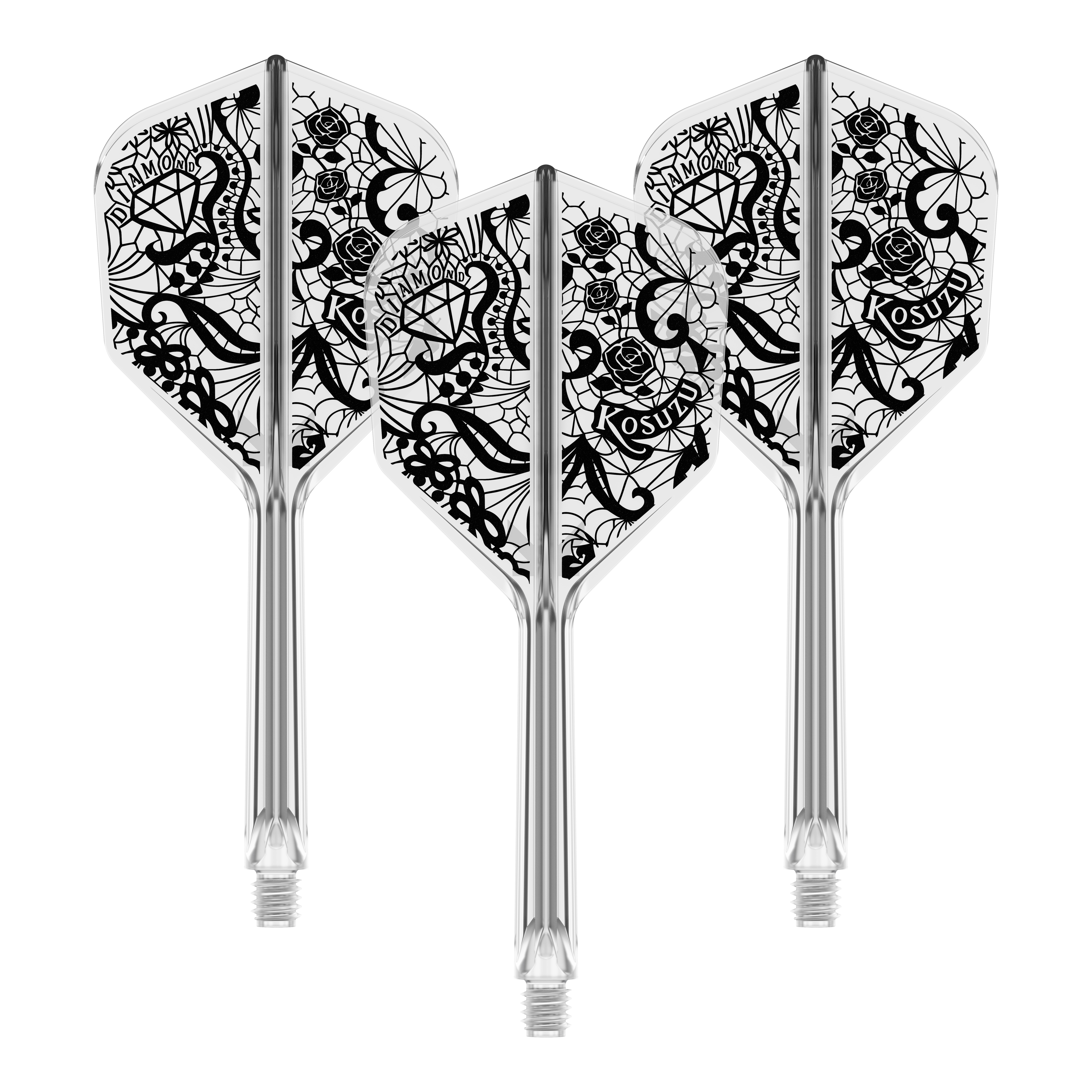 Target Japan K-Flex Diamond No6 Flight Shaft System Abgebildet ist ein Produkt mit dem Namen 410241_Target_Japan_K-Flex_Diamond_No6_Flight-Shaft_System_33mm_1Set. Es handelt sich vermutlich um eine Dartschaft-Kombination.