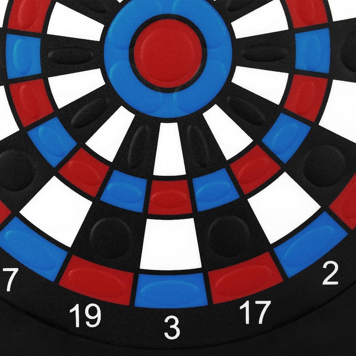 XQMax Dublin Dart Counter Das Bild zeigt einen Ausschnitt des XQMax Dublin Dart Counters. Zu sehen ist die bunte Zielscheibe mit den Zahlen und farbigen Segmenten.