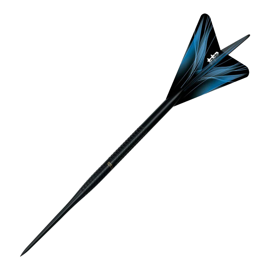 Das Bild zeigt den Caliburn TTD Complete Titanium T1 Black Steeldarts - 5g. Der Dartpfeil besticht durch sein schwarzes Titan-Finish.