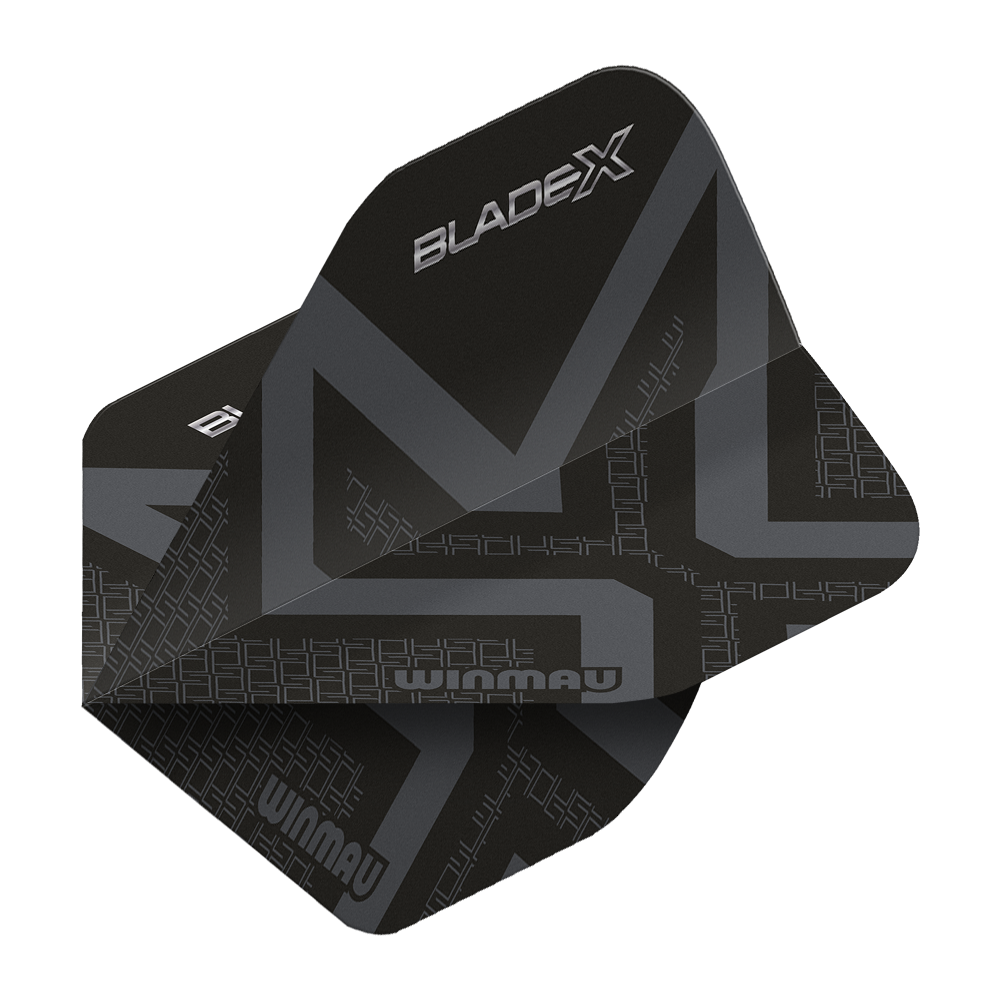 Winmau Prism Delta Blade X Metallic Black No2 Standard Flights Winmau Prism Delta Blade X Metallic Black No2 Standard Flights wird gezeigt. Ein Dartflugblatt in metallischem Schwarz, Standardgröße Nummer 2.