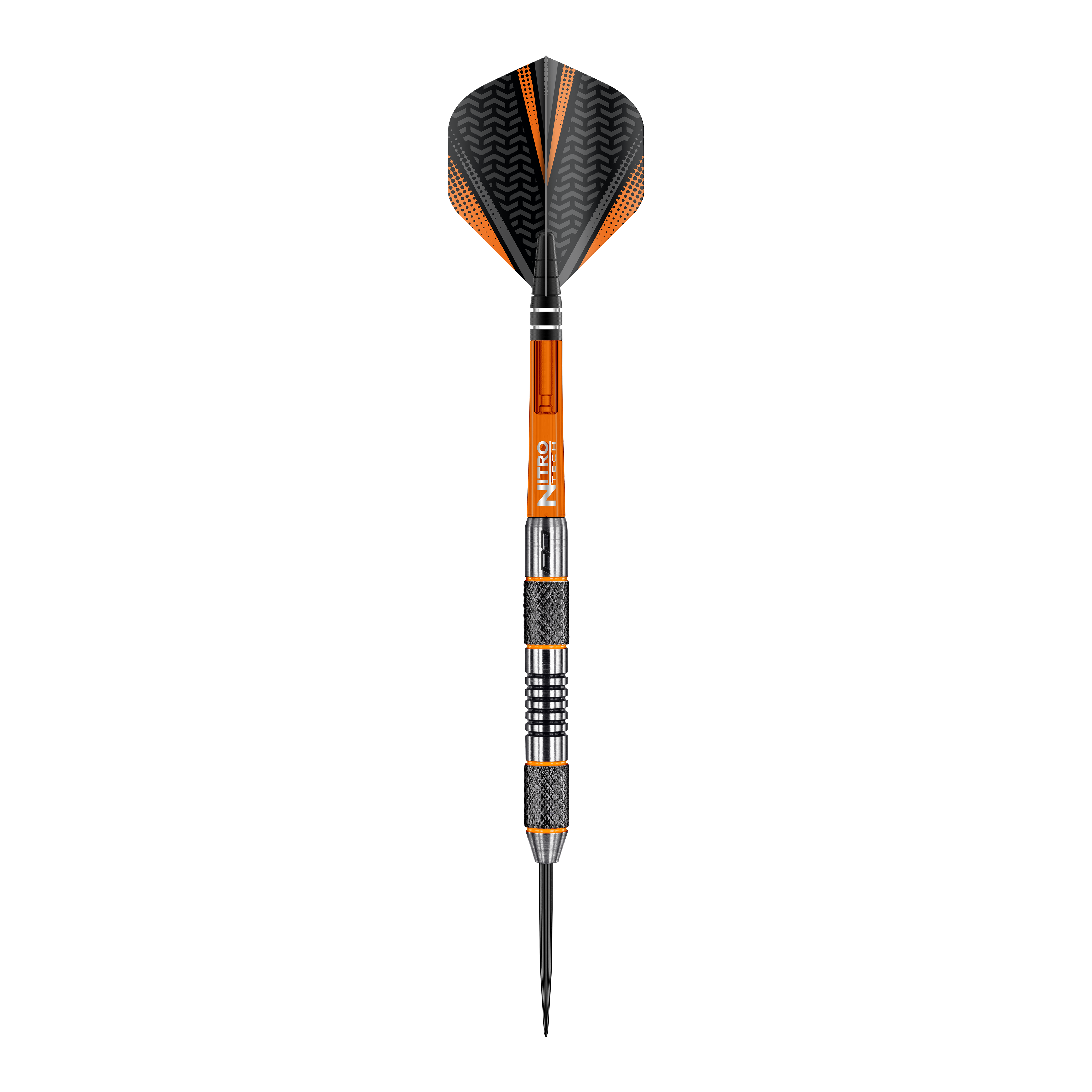 Red Dragon Amberjack 5 steel darts - 24g Dies ist ein Steeldart der Marke Red Dragon, Modell Amberjack 5 mit einem Gewicht von 24 Gramm. Der Dart hat ein schwarzes und orangefarbenes Design mit metallischen und geriffelten Griffbereichen.