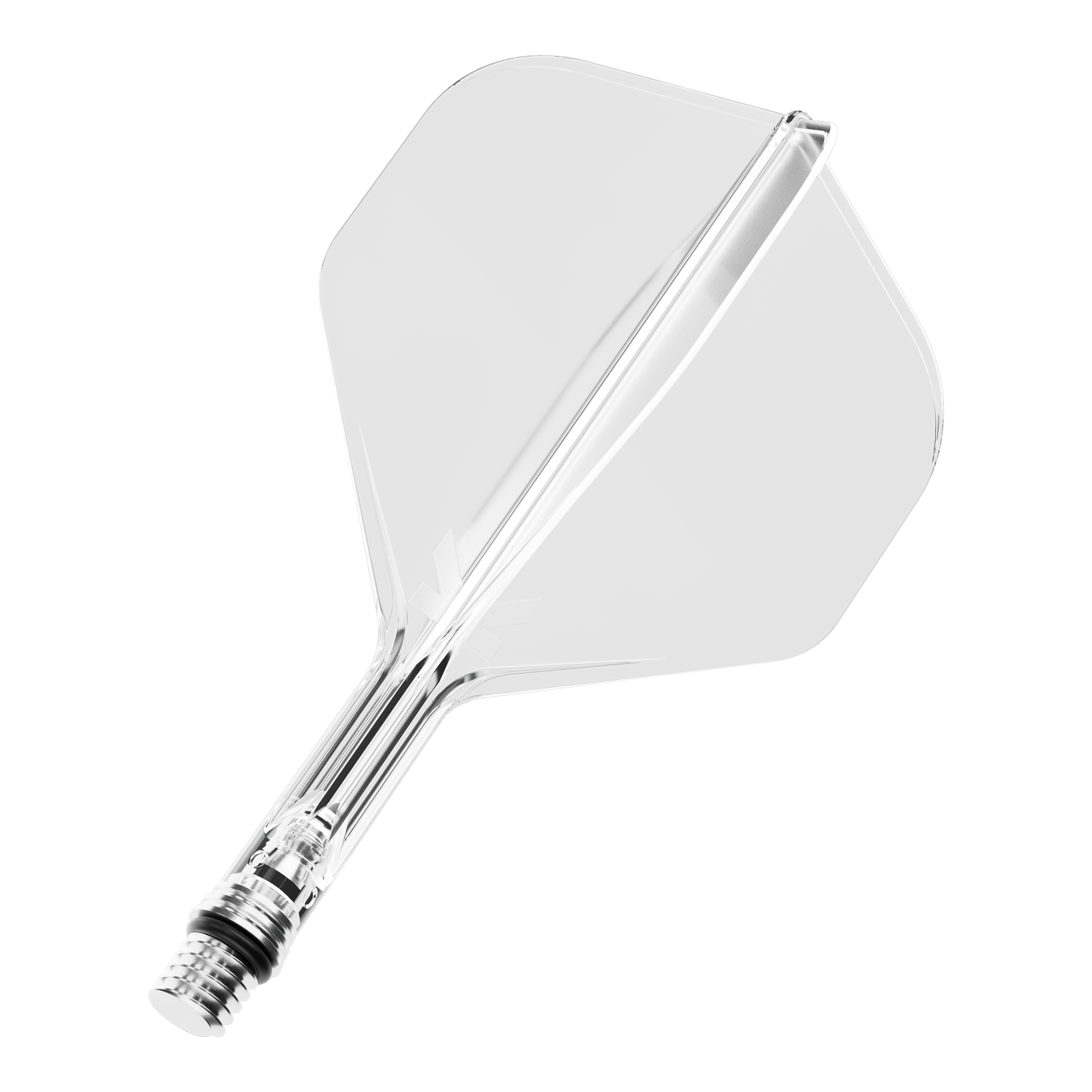 Target K-Shift No2 Standard Flights - Clear Zu sehen ist ein klarer Dart-Flügel in Standardform No.2. Dieses Flight ist 19 mm lang.