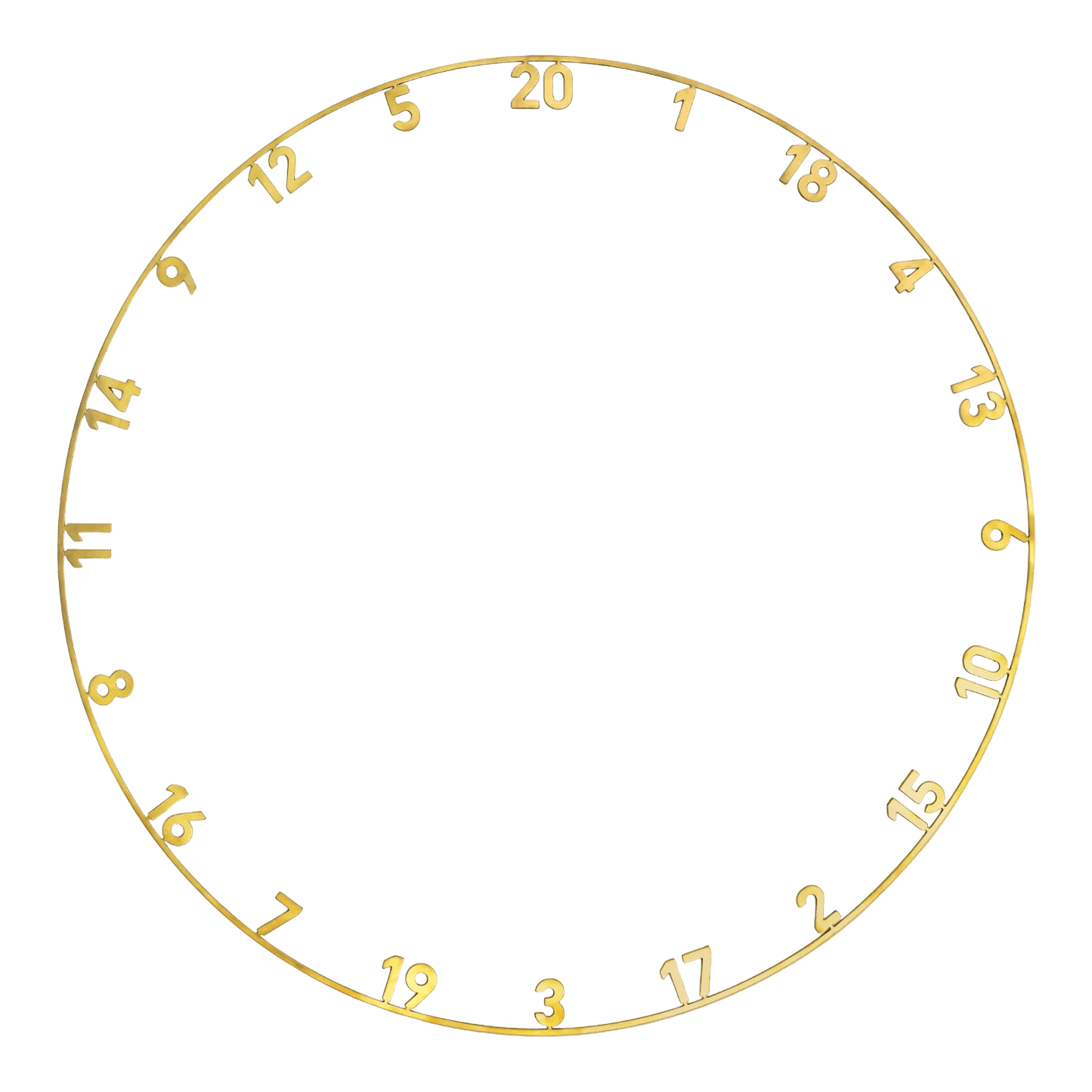 Precise 180 OnePiece Lasercut Number Ring Ein goldener Lasercut-Zahlenring für eine Dartscheibe wird dargestellt. Es handelt sich um das Modell Precise 180 OnePiece.