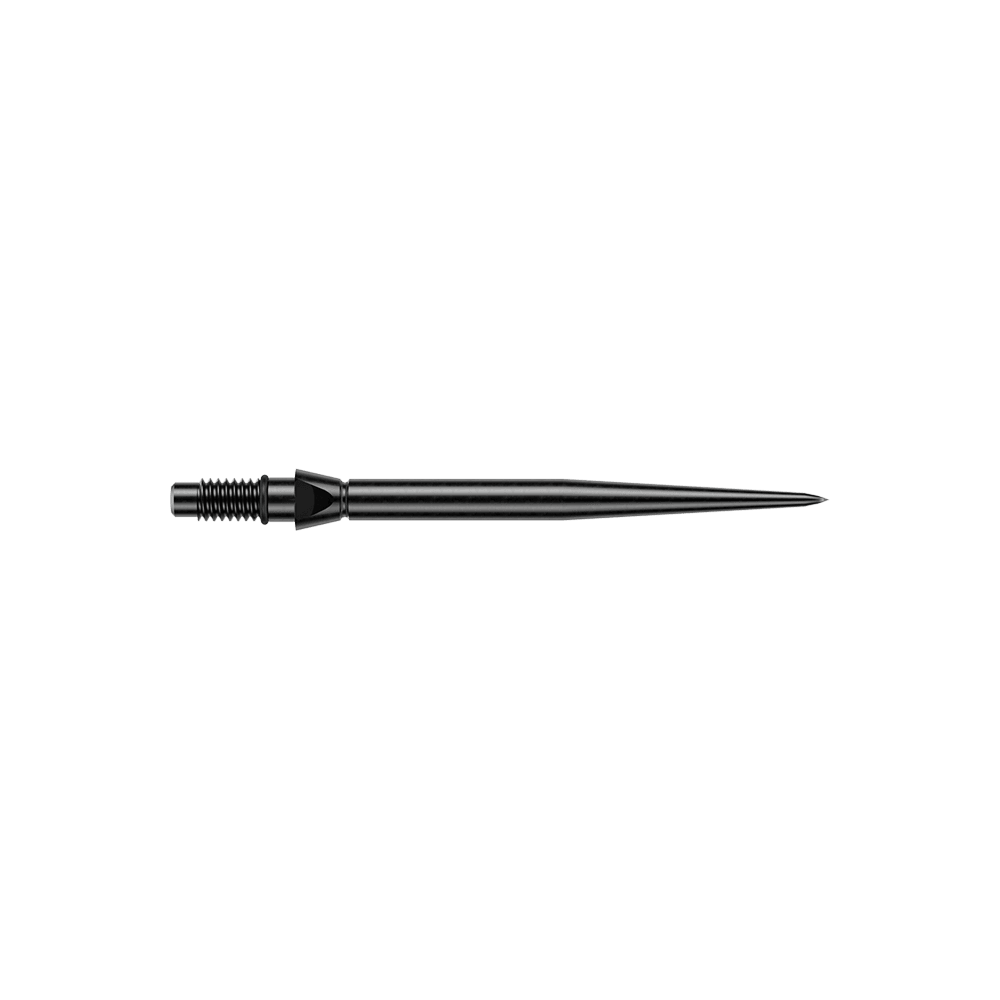 Winmau Switch Point Smooth Steel Dart Tips - Black Gezeigt wird eine schwarze glatte Steeldartspitze von Winmau. Die Spitze hat eine Länge von 26mm.